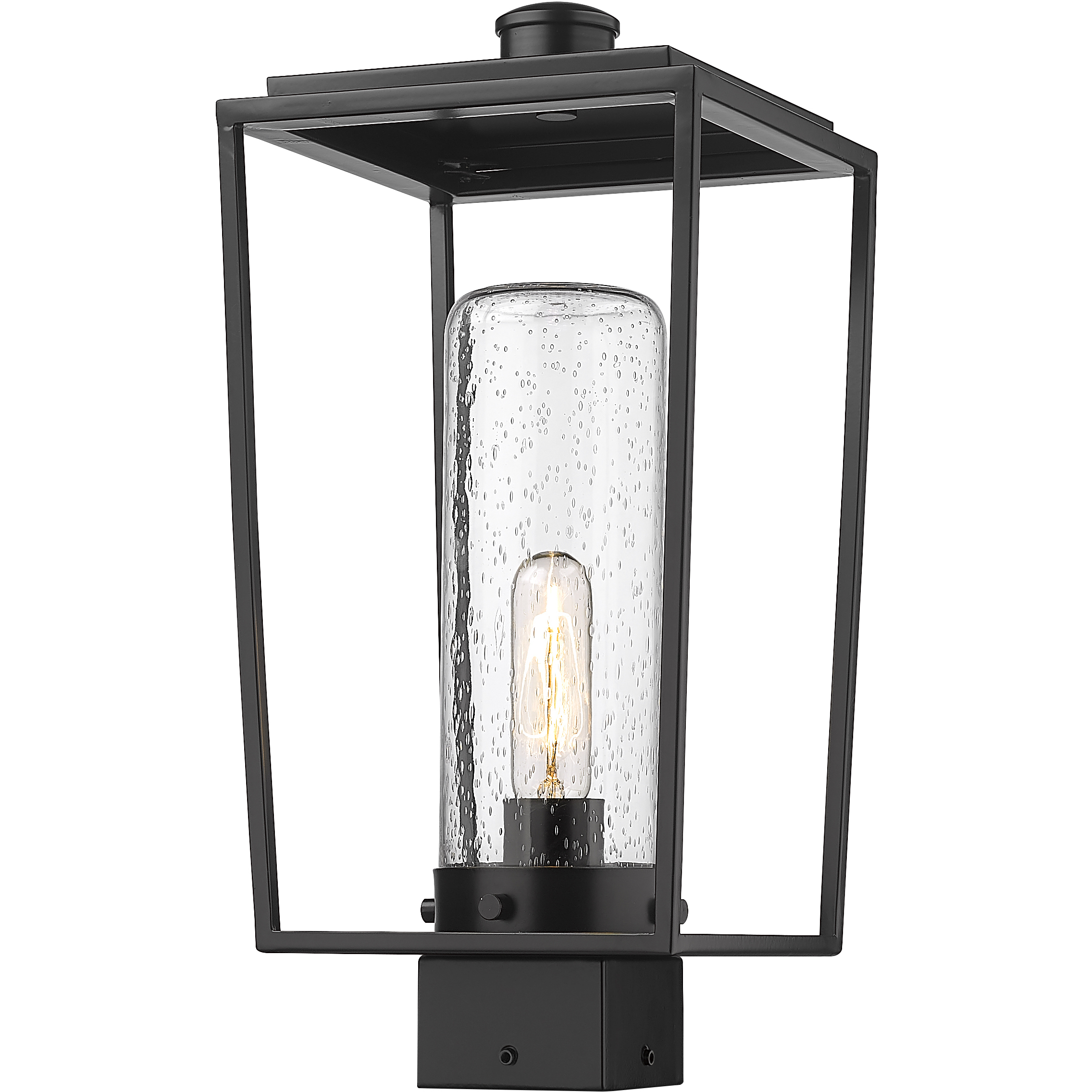 Sheridan 1 Light 17.25 inch Black Outdoor Post Mount Fixture in Seedy Glass