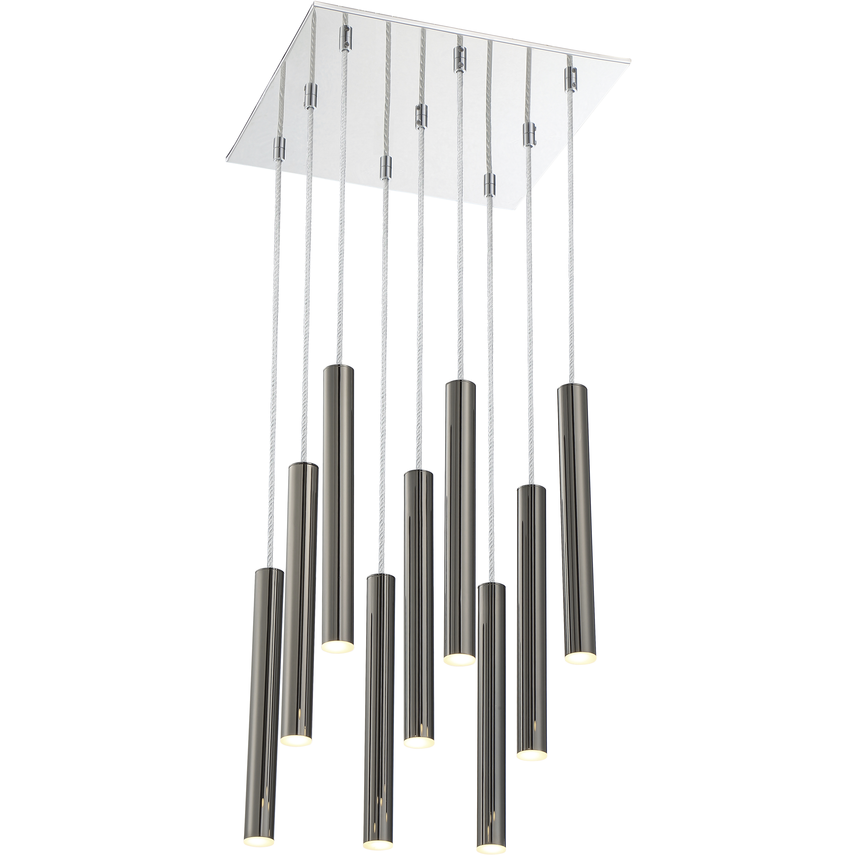 Forest LED 14 inch Chrome Chandelier Ceiling Light in Pearl Black Steel