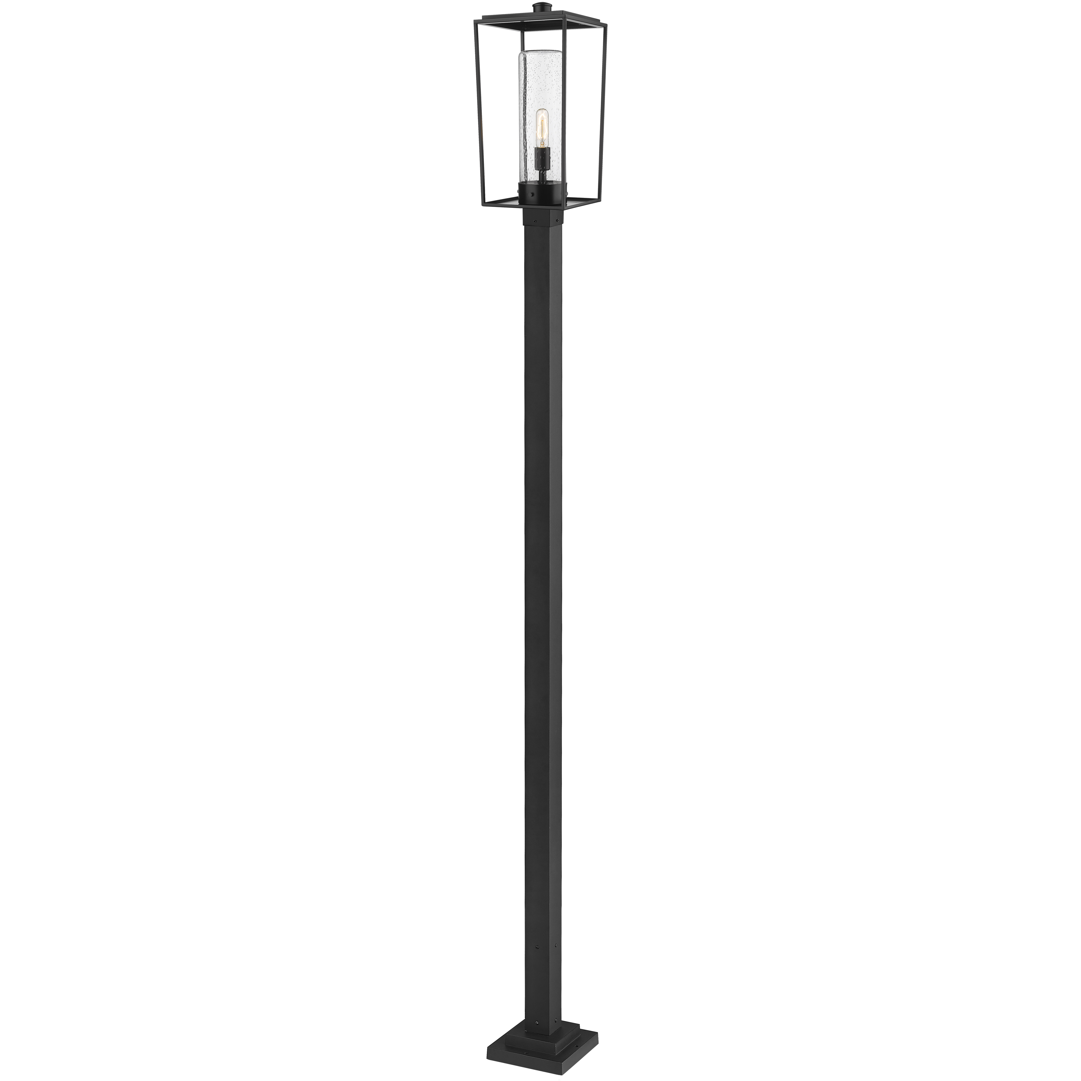 Sheridan 1 Light 116.25 inch Black Outdoor Post Mounted Fixture in Seedy Glass