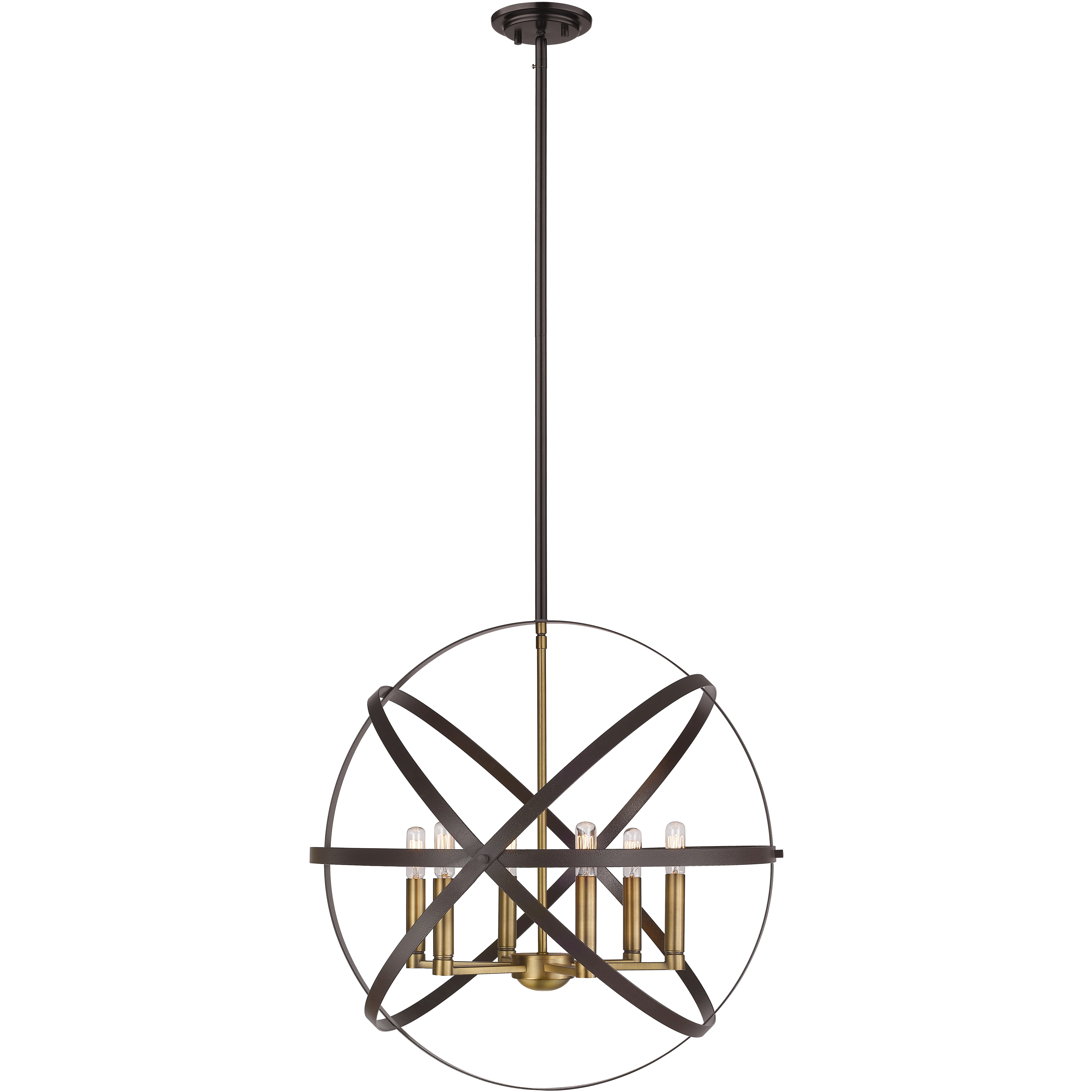 Cavallo 6 Light 24 inch Hammered Bronze and Olde Brass Chandelier Ceiling Light