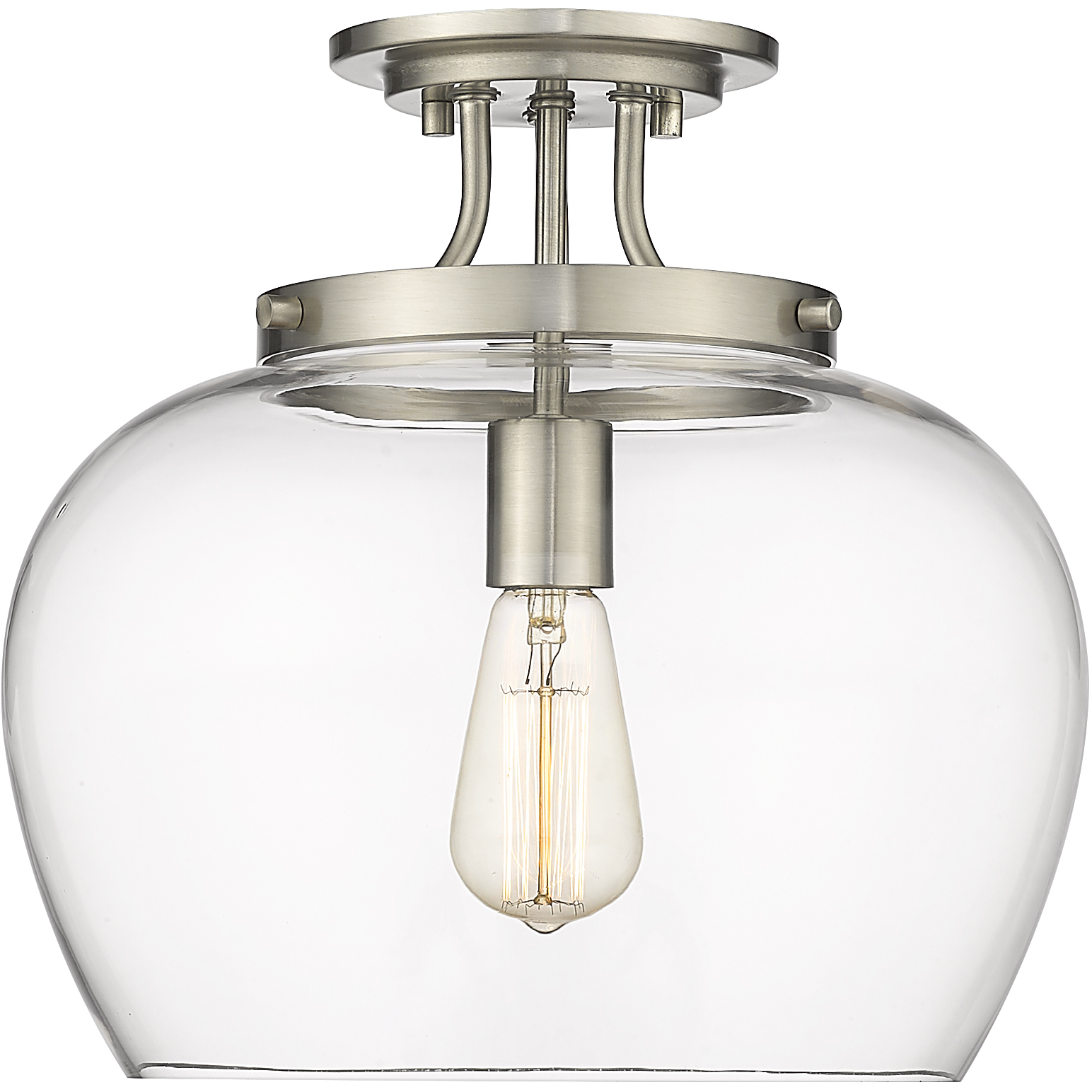 Joliet 1 Light 13 inch Brushed Nickel Semi Flush Mount Ceiling Light