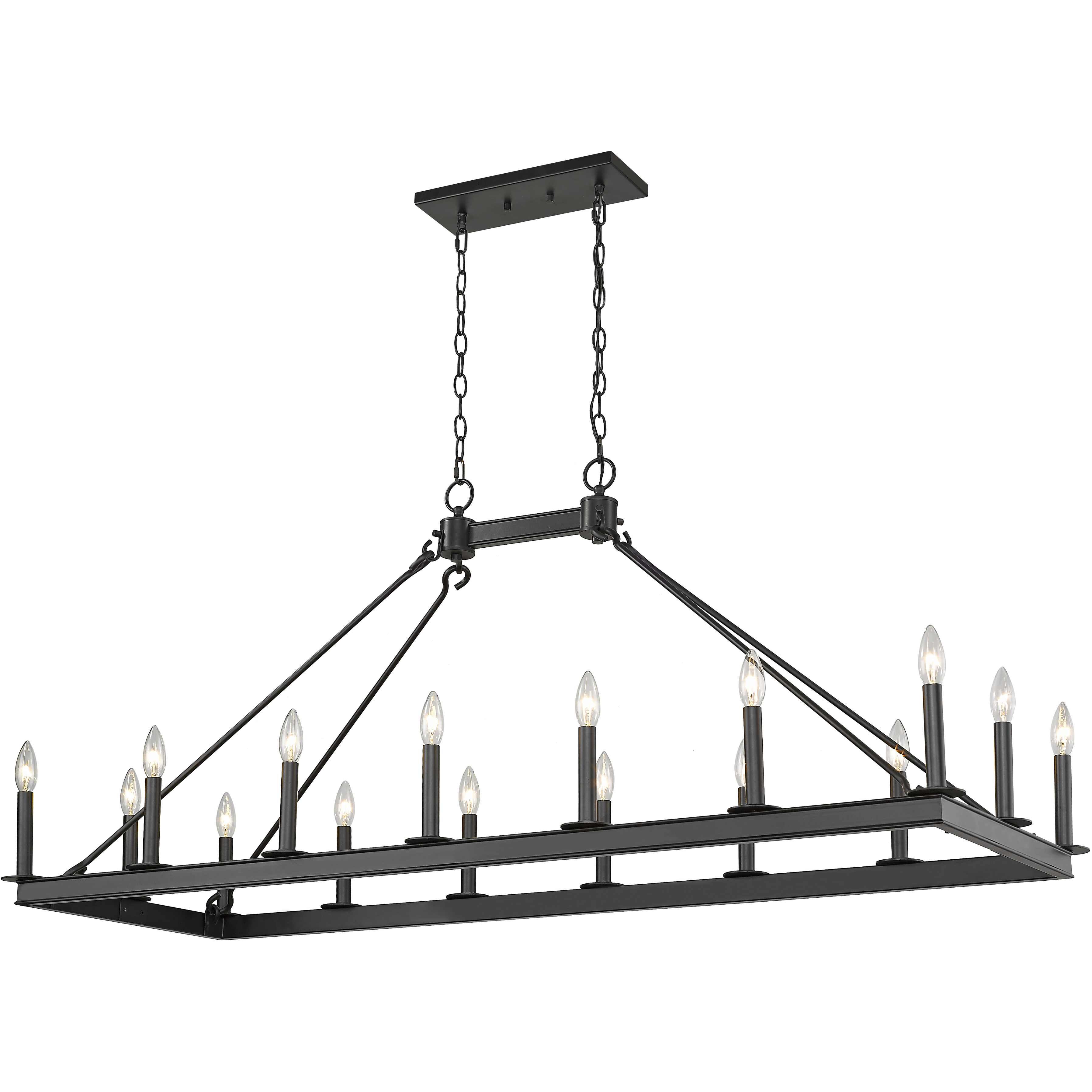 Barclay 16 Light 56 inch Matte Black Linear Chandelier Ceiling Light