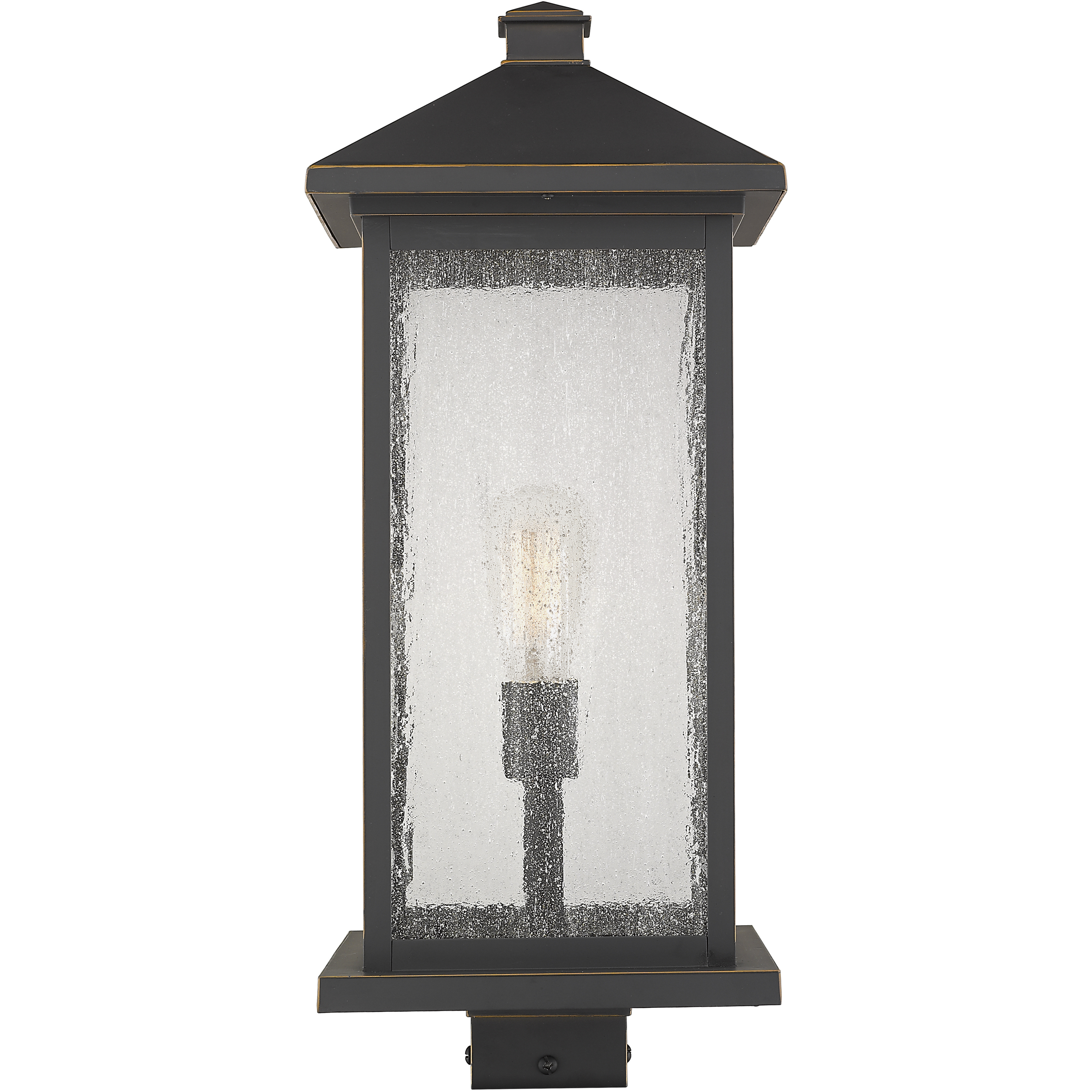 Portland 1 Light 22.5 inch Oil Rubbed Bronze Outdoor Post Mount Fixture in Clear Seedy Glass