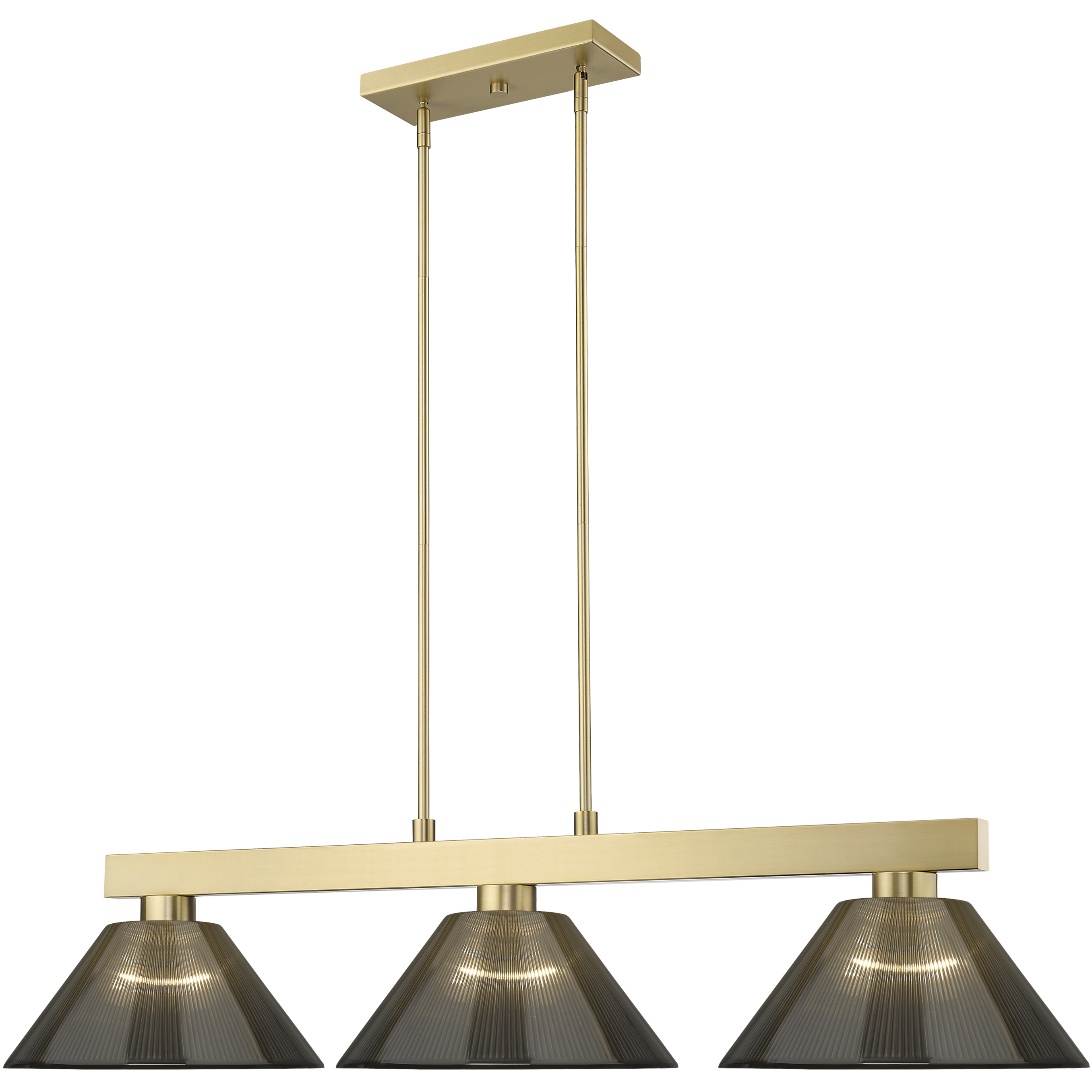 Cobalt 3 Light 49.75 inch Modern Gold Billiard Light Ceiling Light in Smoke Plastic