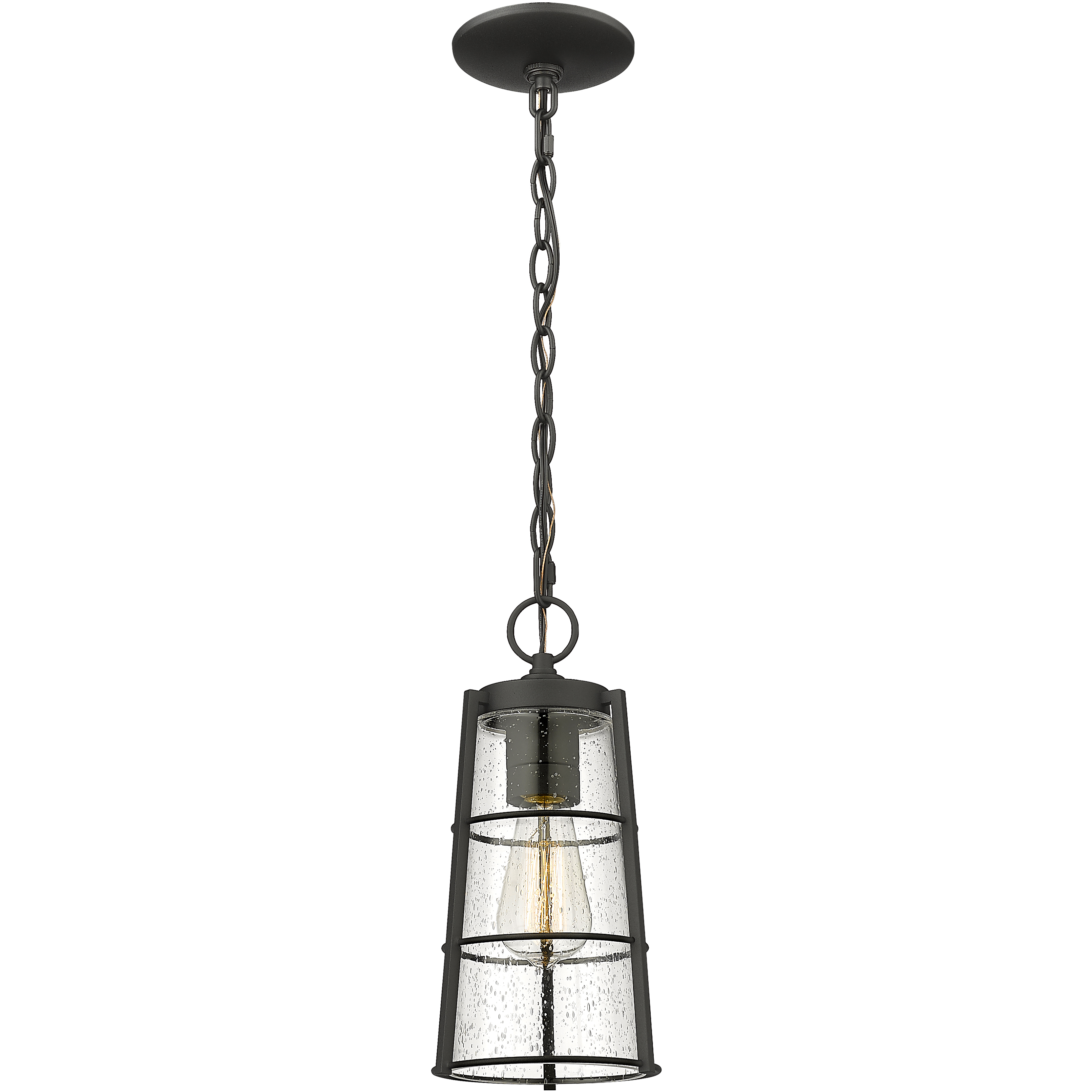Helix 1 Light 6 inch Black Outdoor Chain Mount Ceiling Fixture