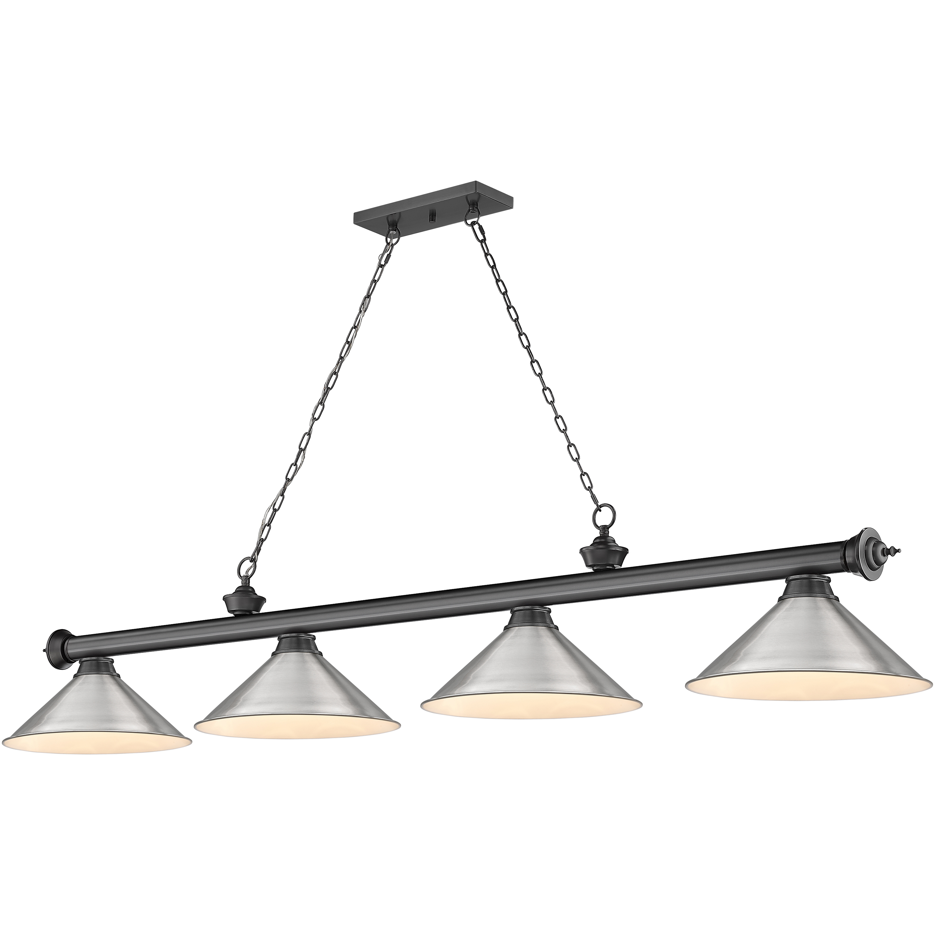 Cordon 4 Light 81.25 inch Bronze Plate Billiard Ceiling Light in Brushed Nickel Steel