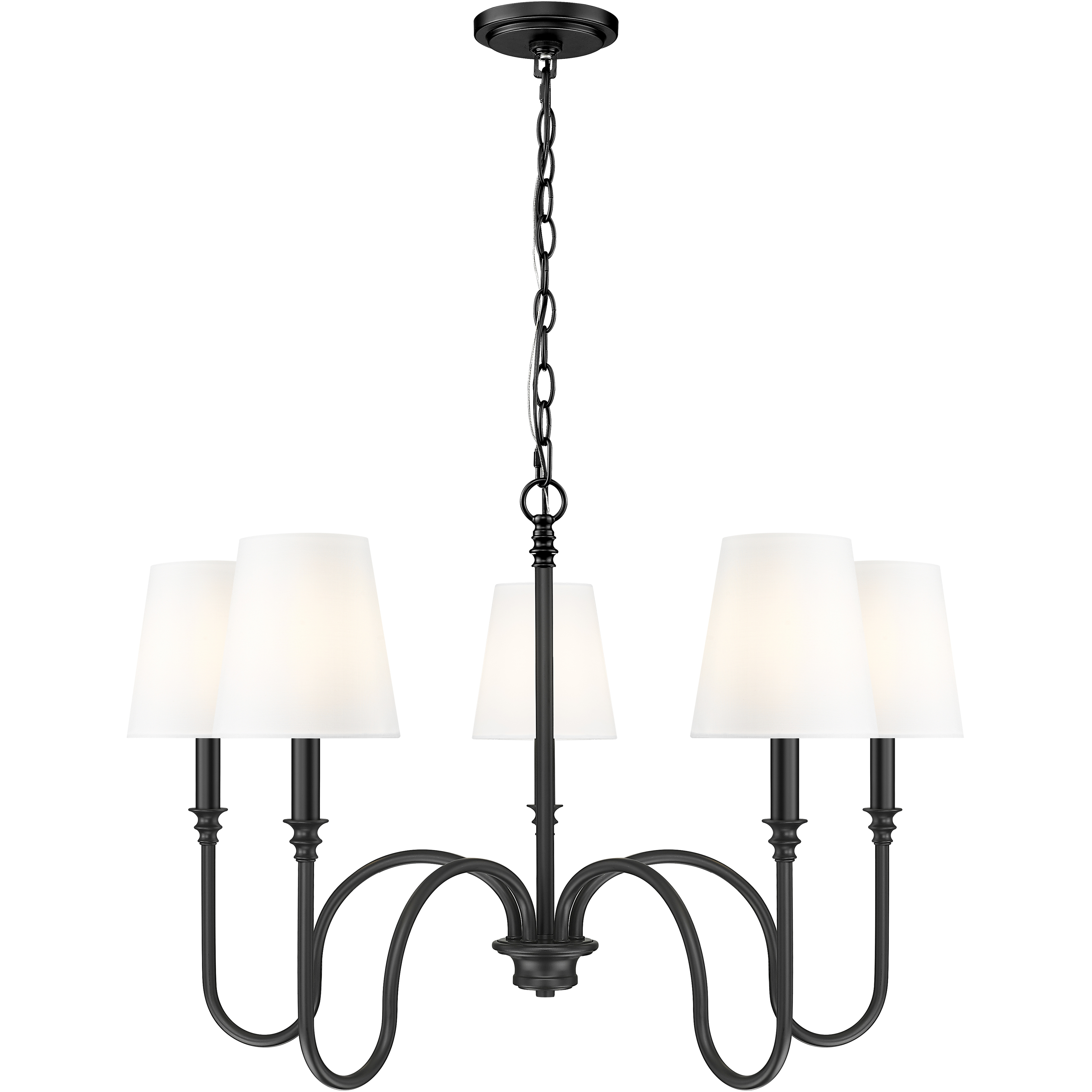 Jisele 5 Light 30 inch Matte Black Chandelier Ceiling Light
