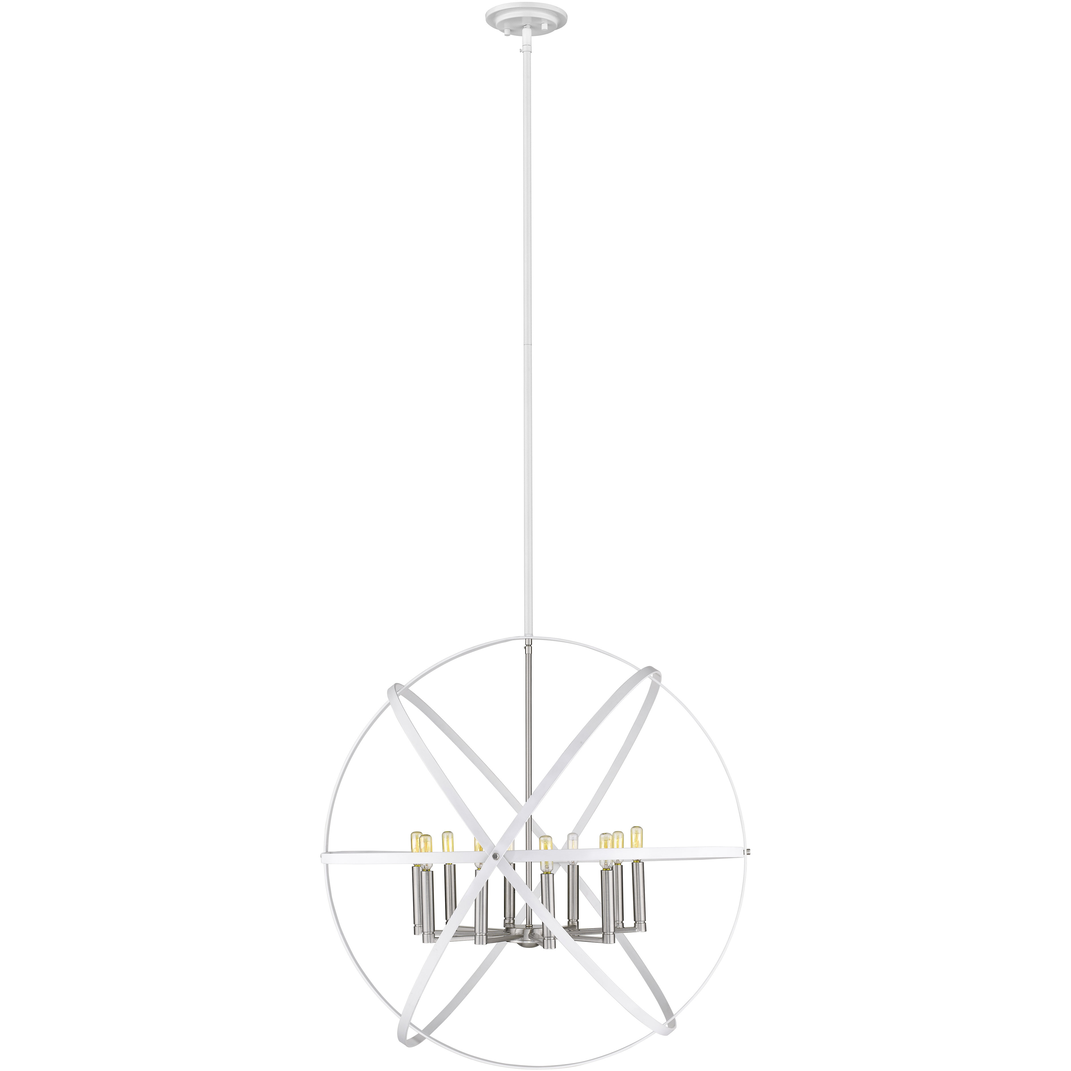 Cavallo 10 Light 36 inch Hammered White and Brushed Nickel Chandelier Ceiling Light