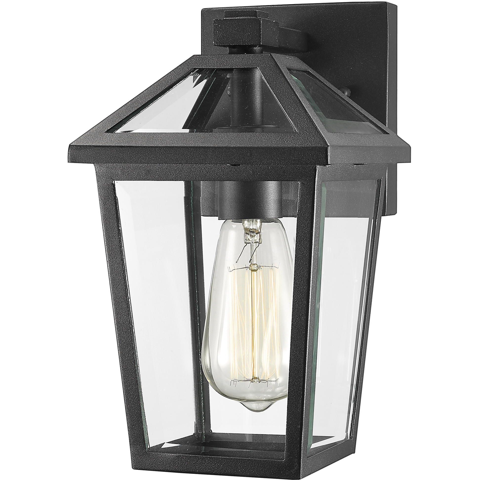 Talbot 1 Light 10.75 inch Black Outdoor Wall Light in Clear Beveled Glass
