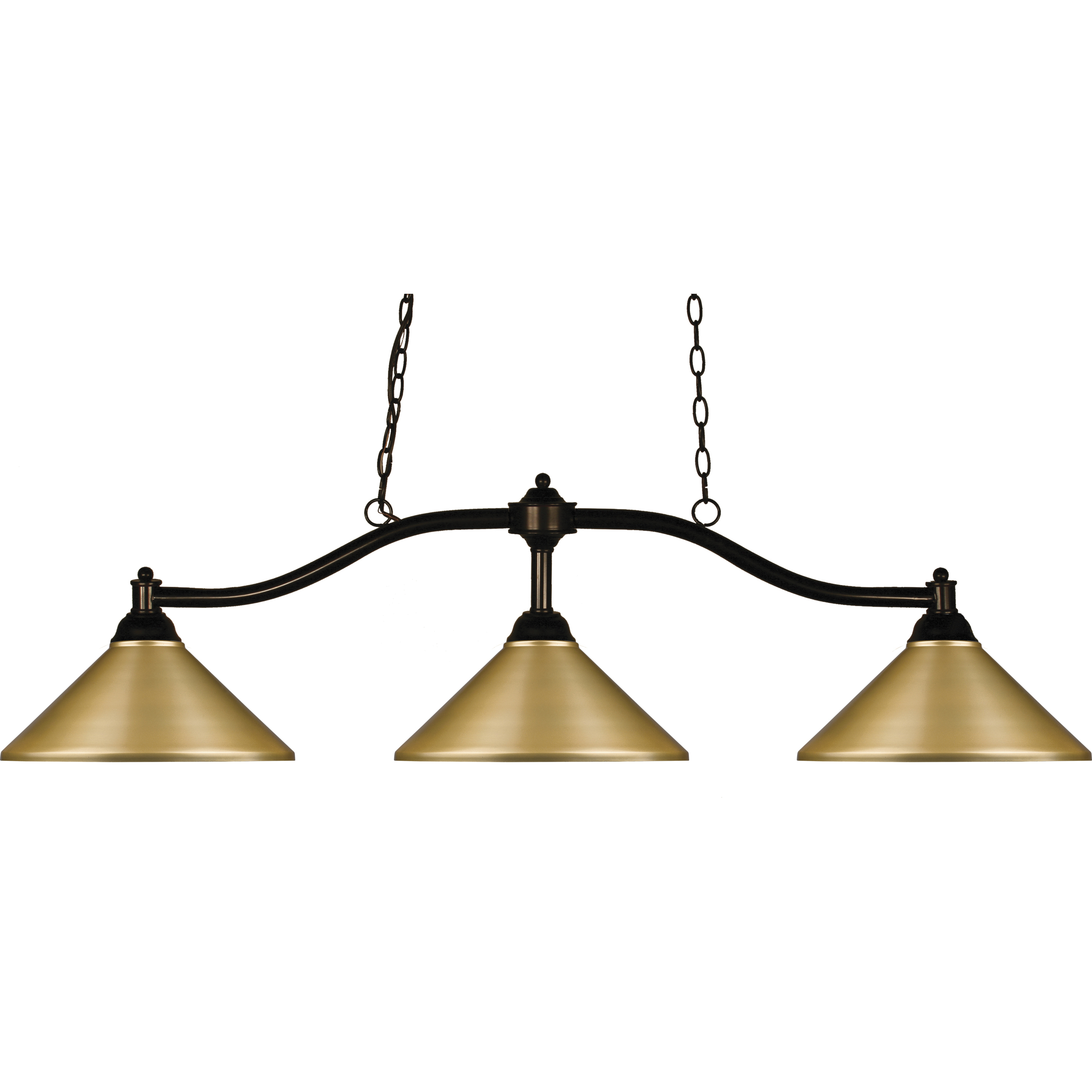 Chance 3 Light 50 inch Bronze Billiard Ceiling Light in Satin Gold Steel