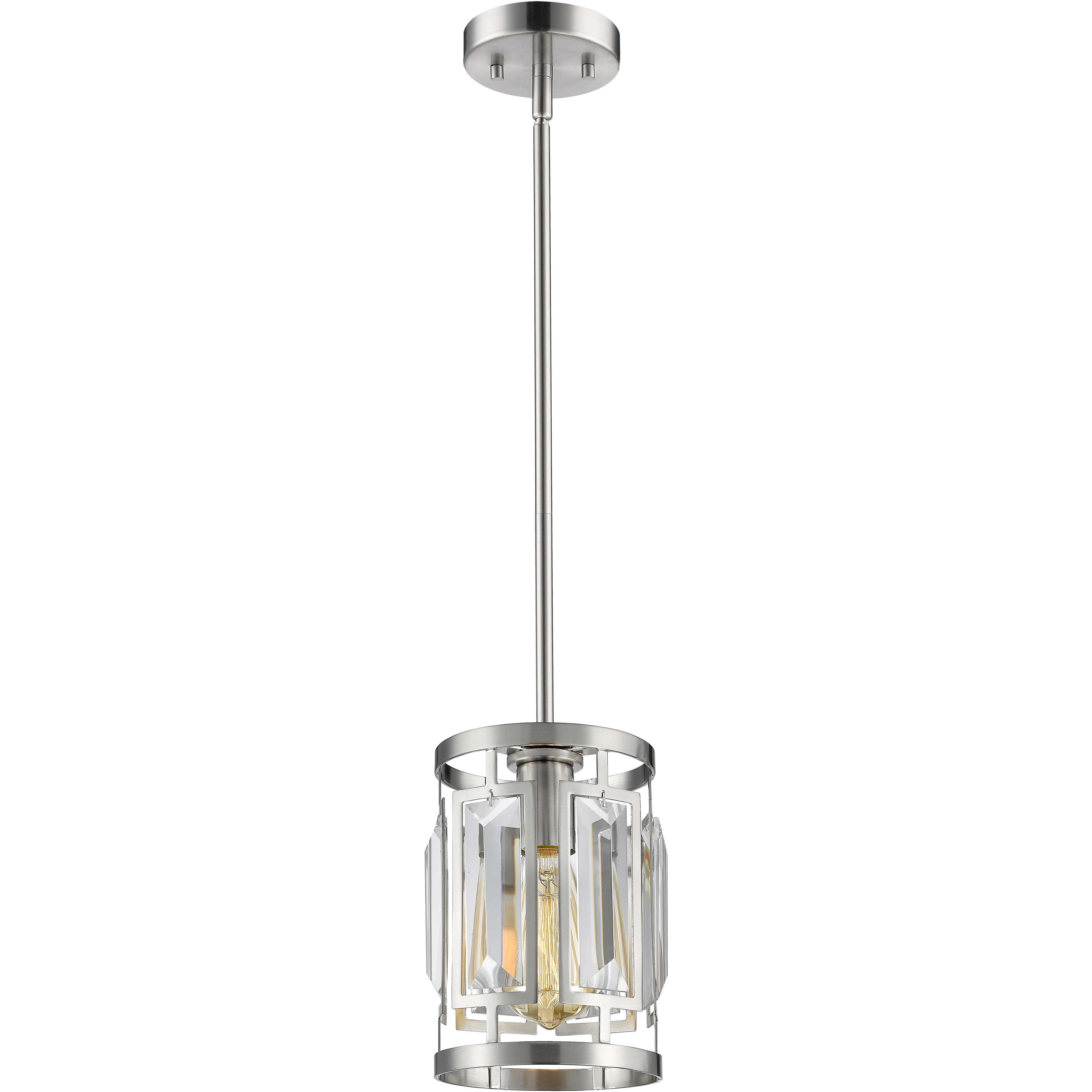 Mersesse 1 Light 5.5 inch Brushed Nickel Pendant Ceiling Light in 3.7, Clear Crystal