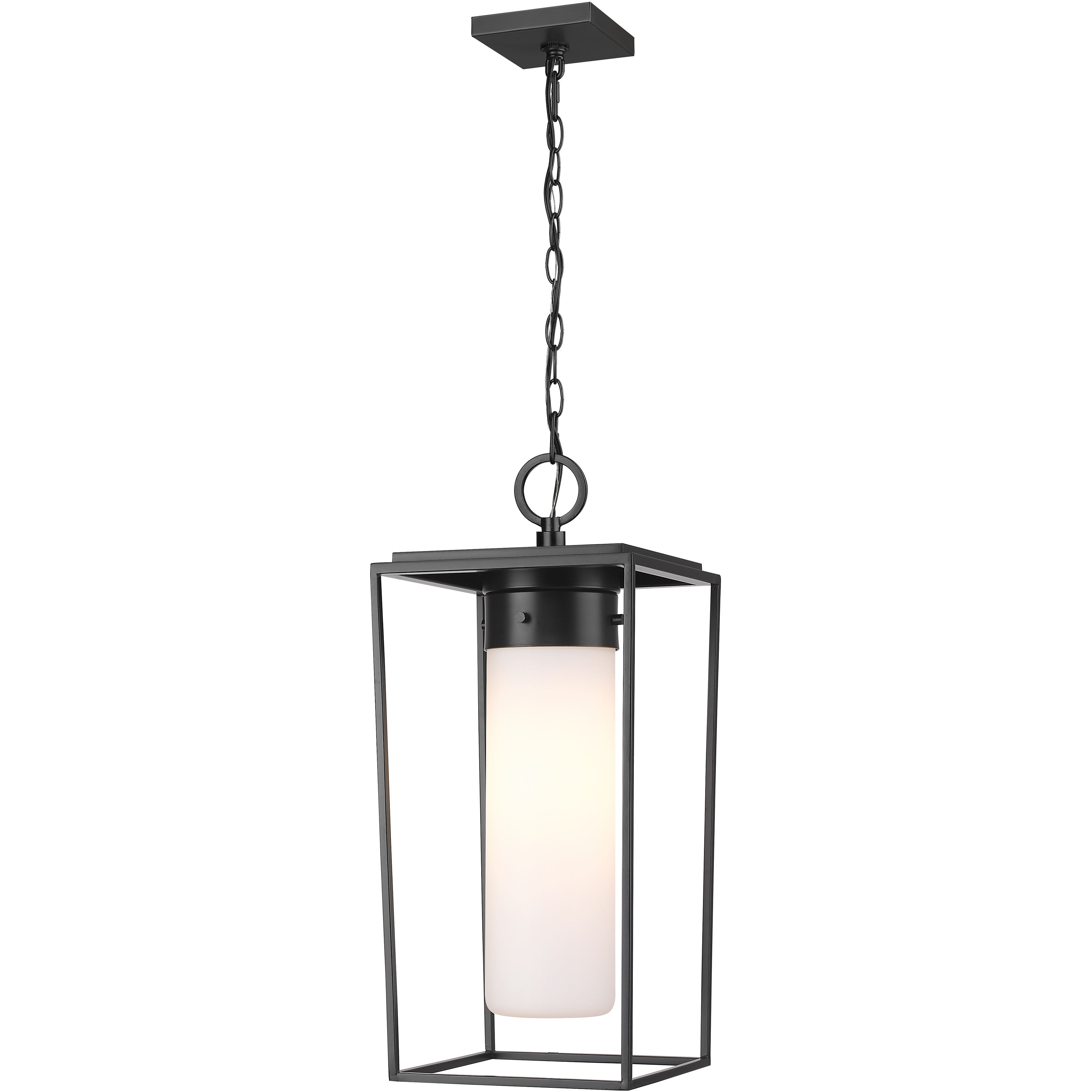 Sheridan 1 Light 10 inch Black Outdoor Chain Mount Ceiling Fixture in White Opal Glass