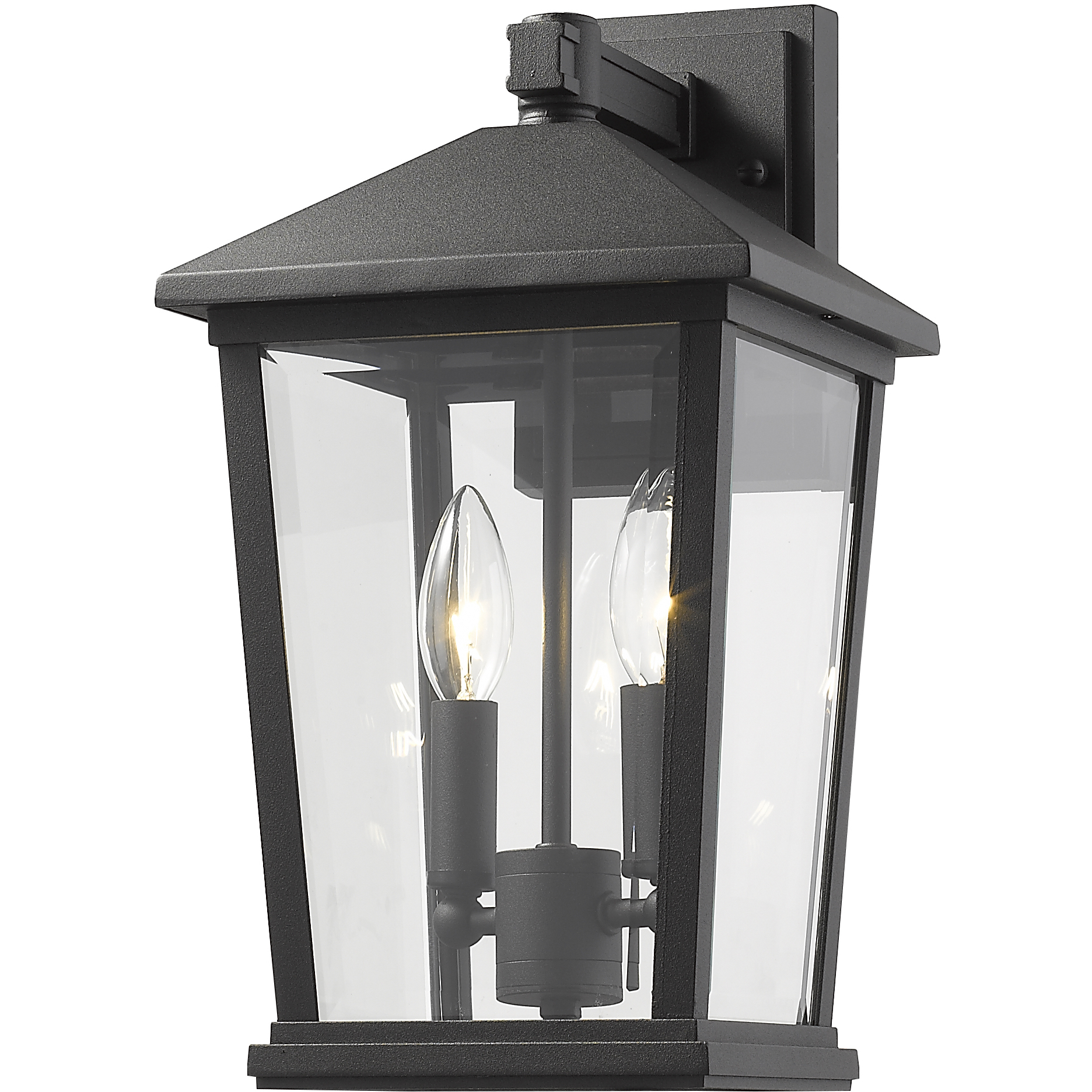 Beacon 2 Light 15 inch Black Outdoor Wall Light