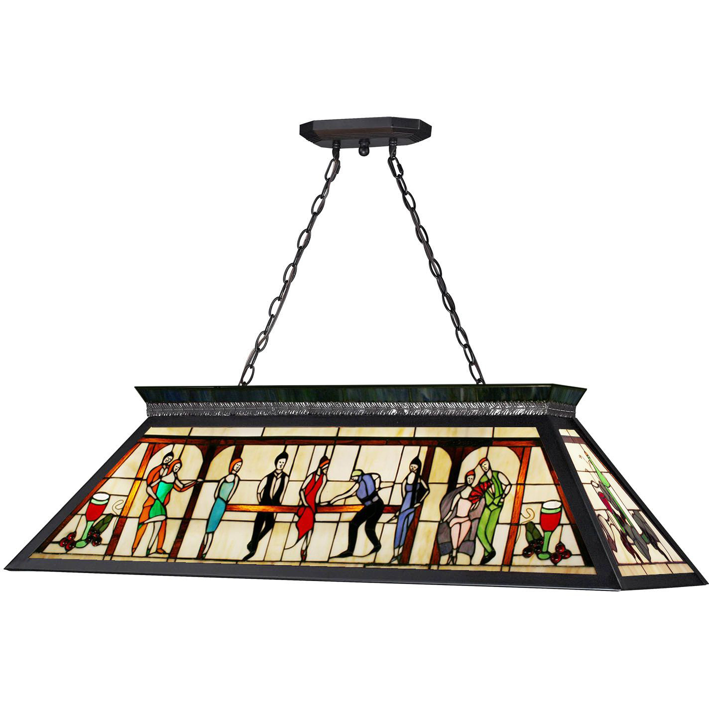Tiffany Billiard 4 Light 43.75 inch Matte Black Billiard Ceiling Light