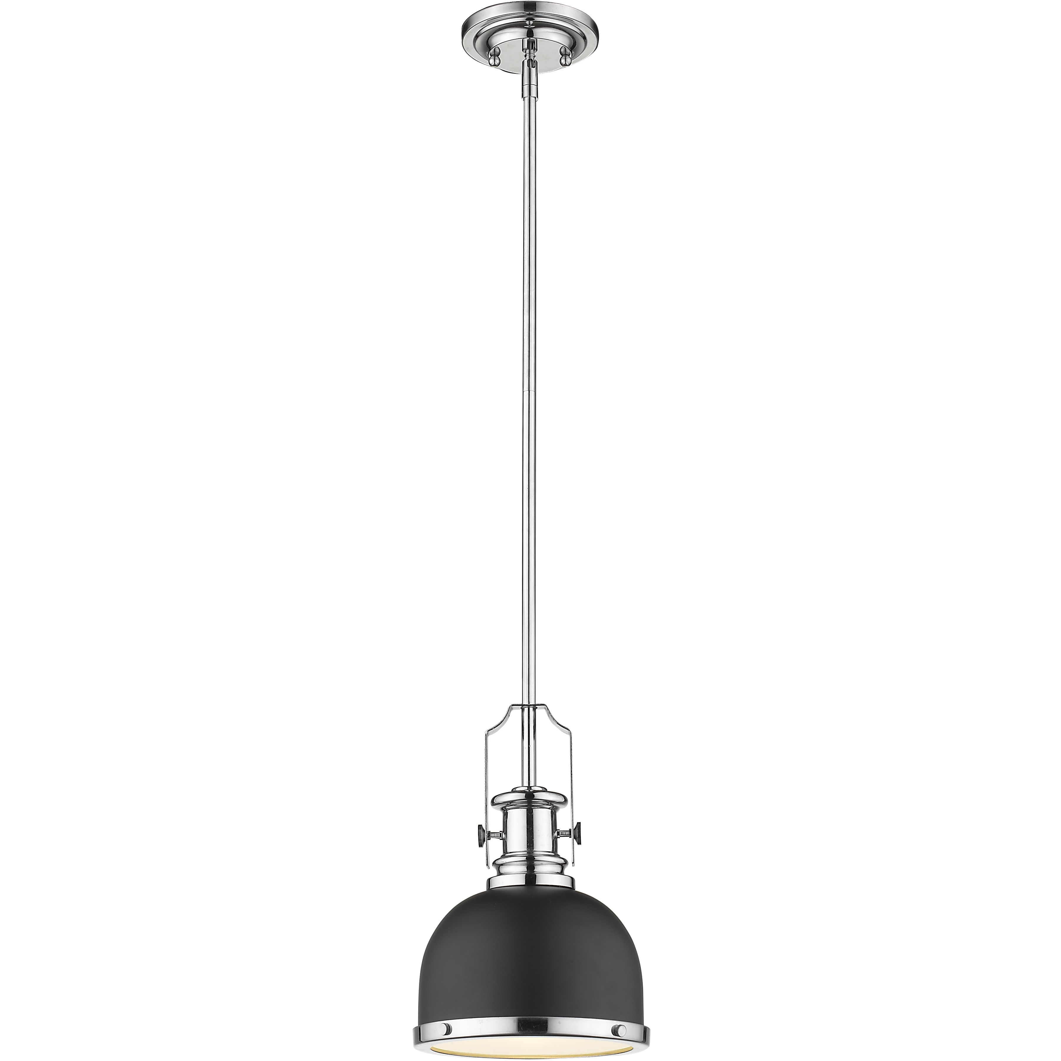 Melange 1 Light 8.25 inch Matte Black and Chrome Pendant Ceiling Light in Matte Black Metal and Glass
