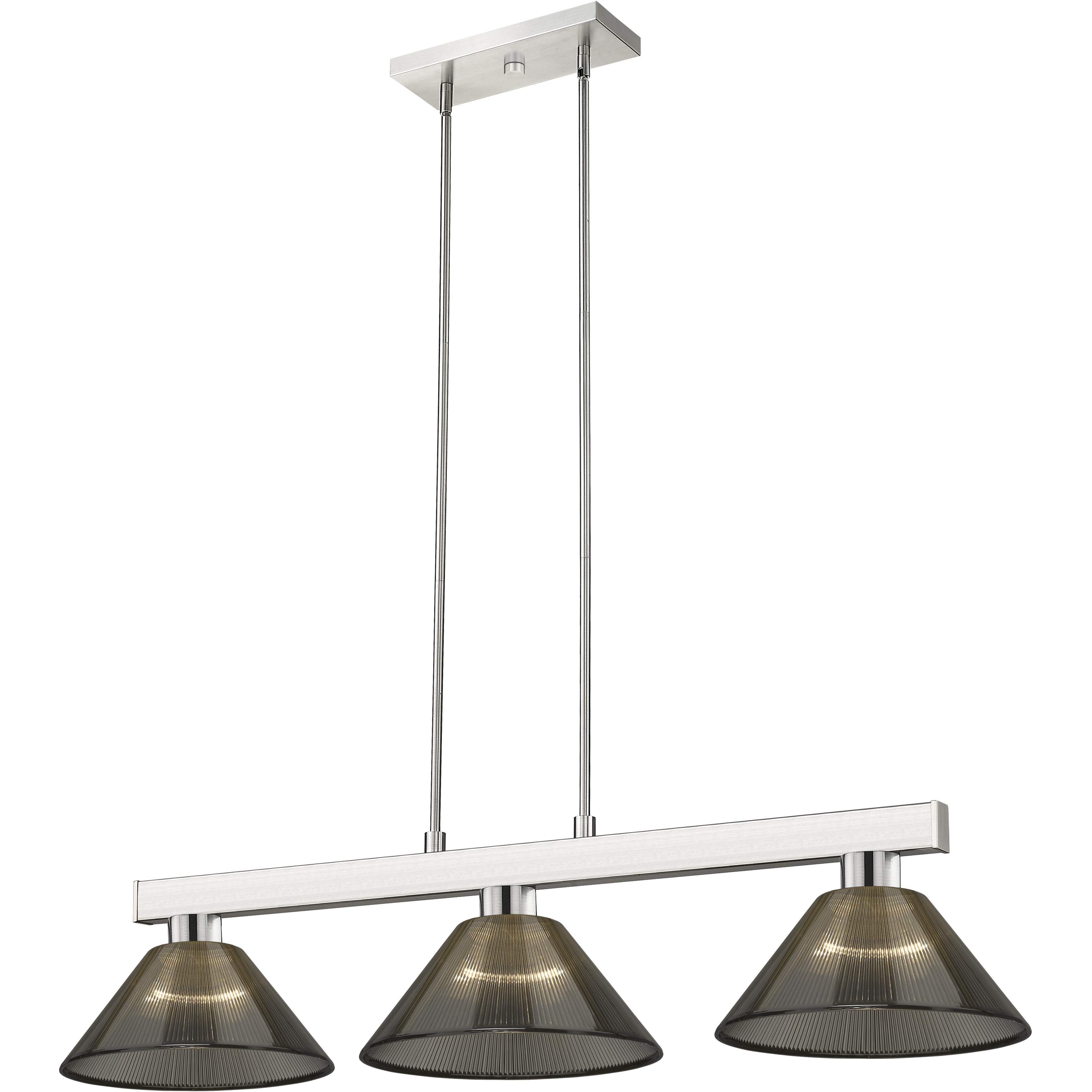 Players 3 Light 46 inch Brushed Nickel Billiard Ceiling Light in Smoke Acrylic