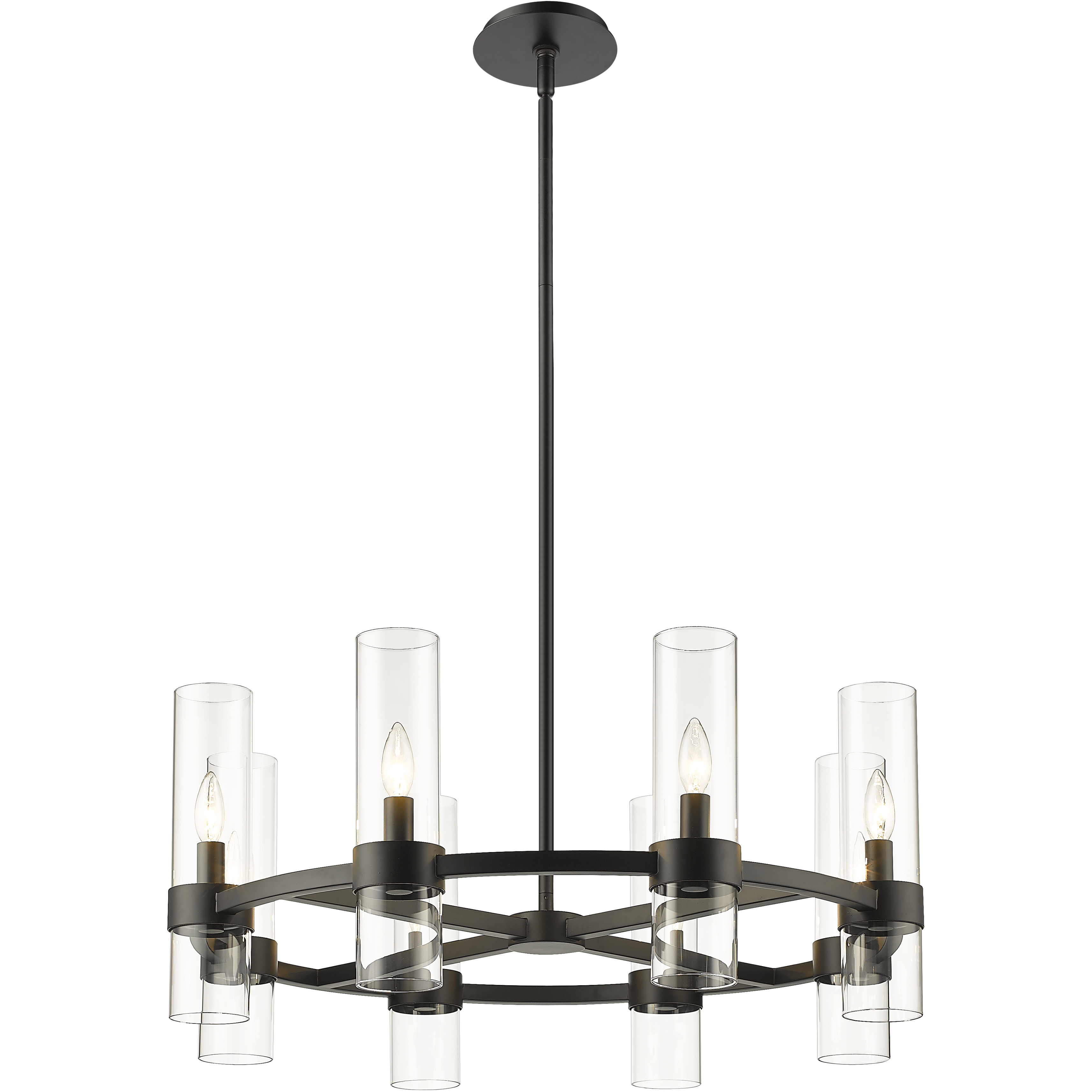 Datus 8 Light 32 inch Matte Black Chandelier Ceiling Light