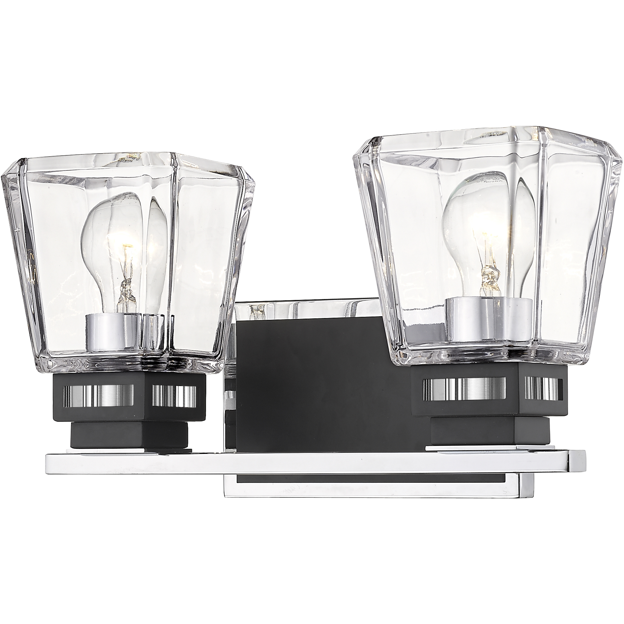 Jackson 2 Light 14.25 inch Chrome and Matte Black Vanity Wall Light