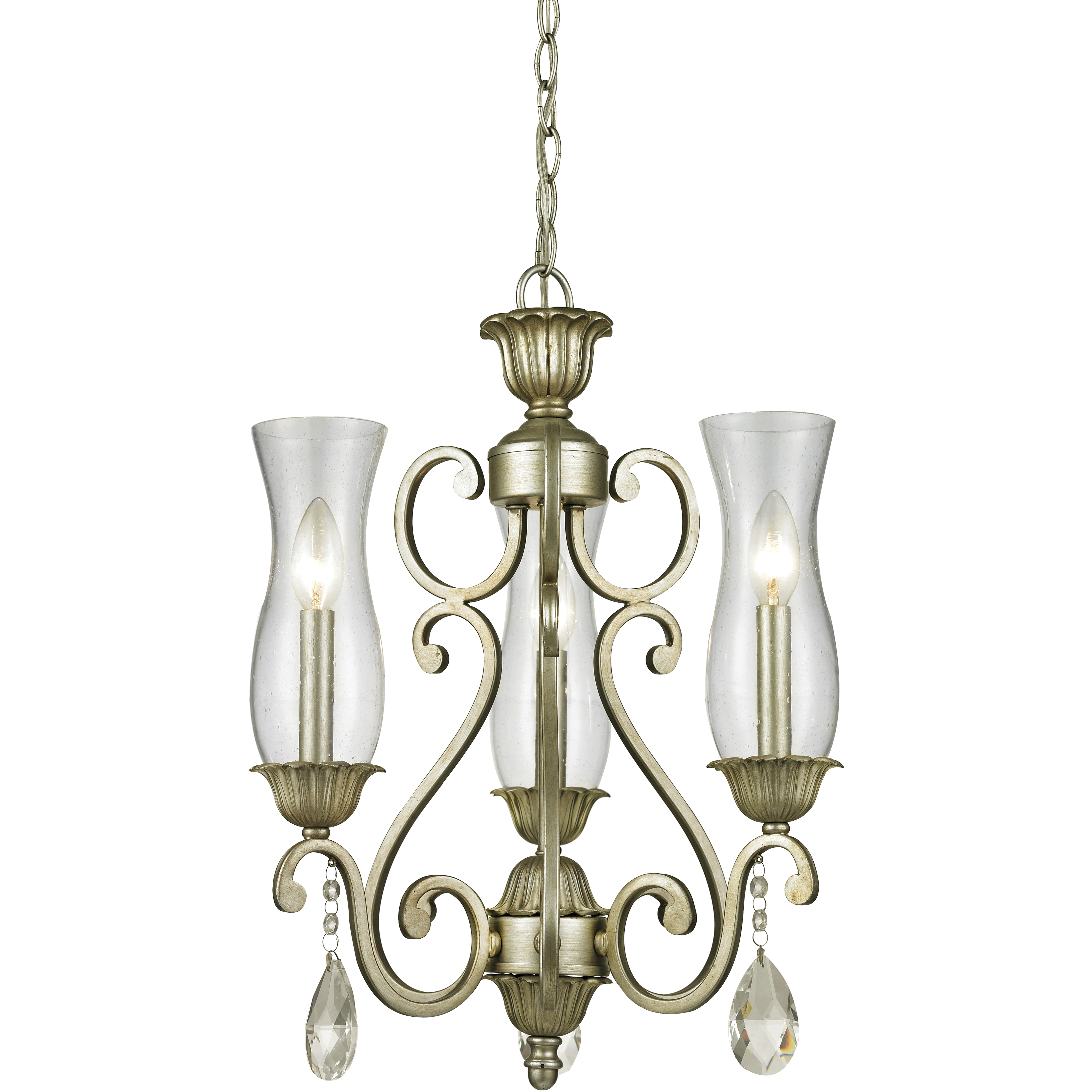 Melina 3 Light 17 inch Antique Silver Chandelier Ceiling Light in Clear Seedy Glass