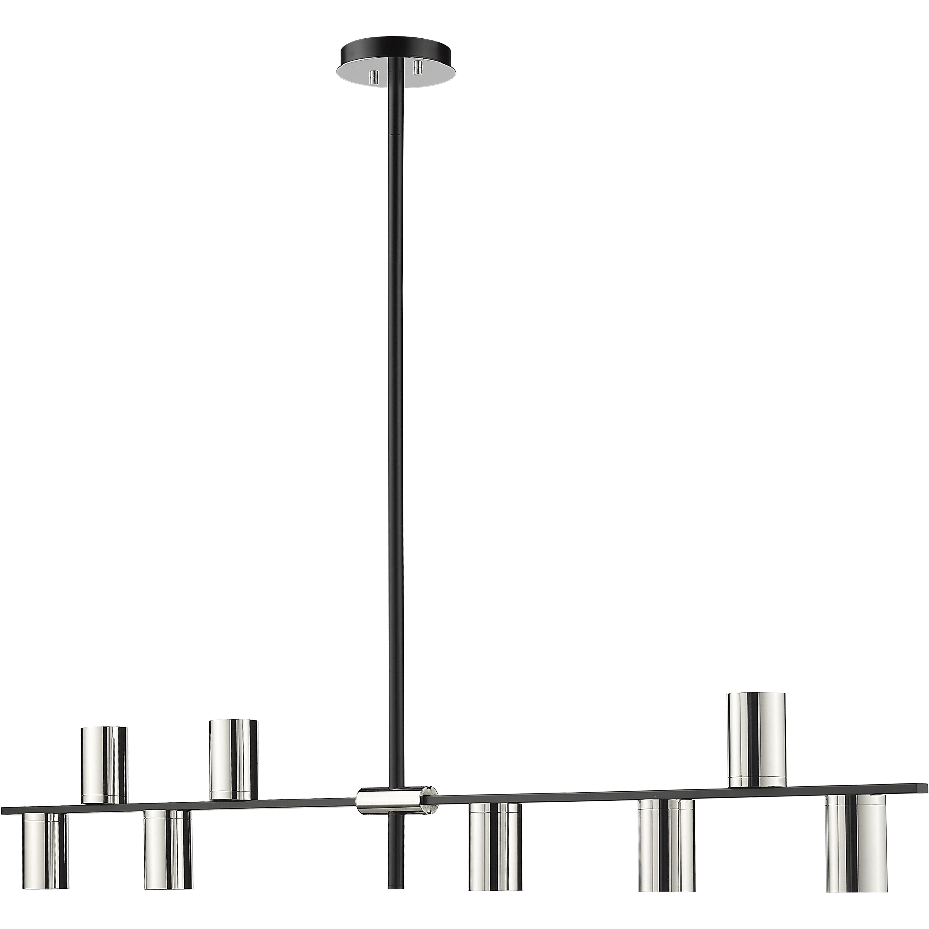 Calumet 8 Light 56 inch Matte Black and Polished Nickel Linear Chandelier Ceiling Light