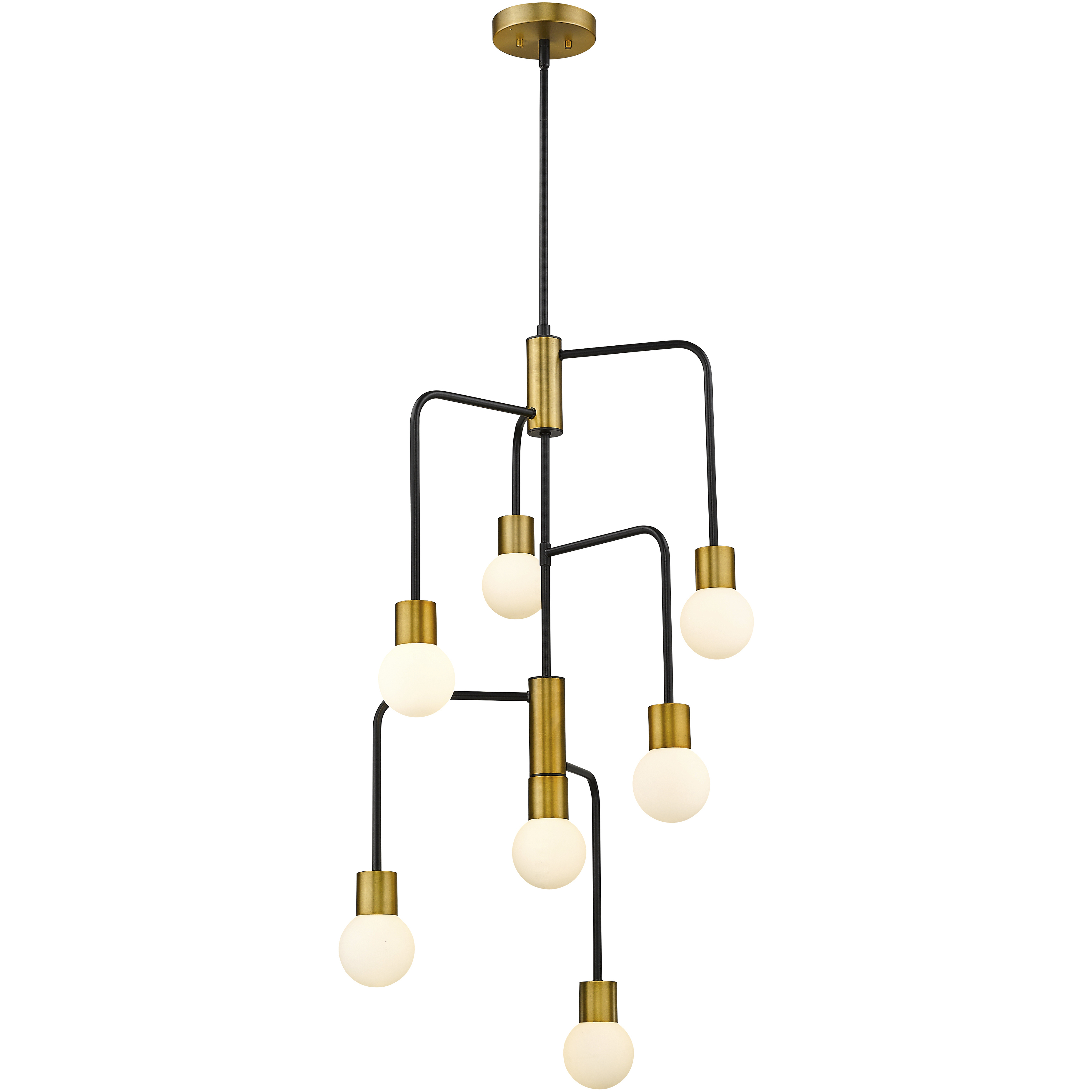 Neutra 7 Light 22.5 inch Matte Black and Foundry Brass Chandelier Ceiling Light in Matte Black and Factory Bronze