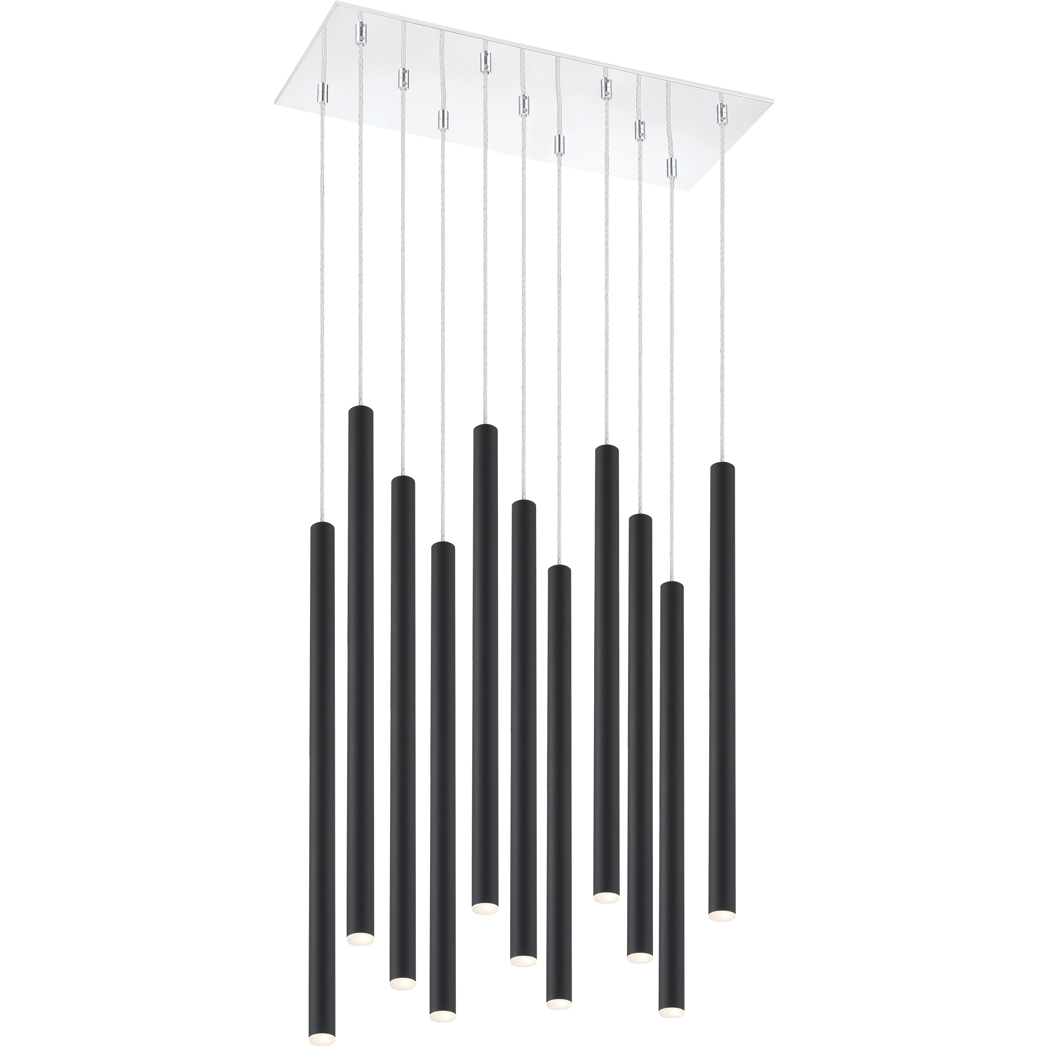Forest LED 9.75 inch Chrome Chandelier Ceiling Light in Matte Black Steel
