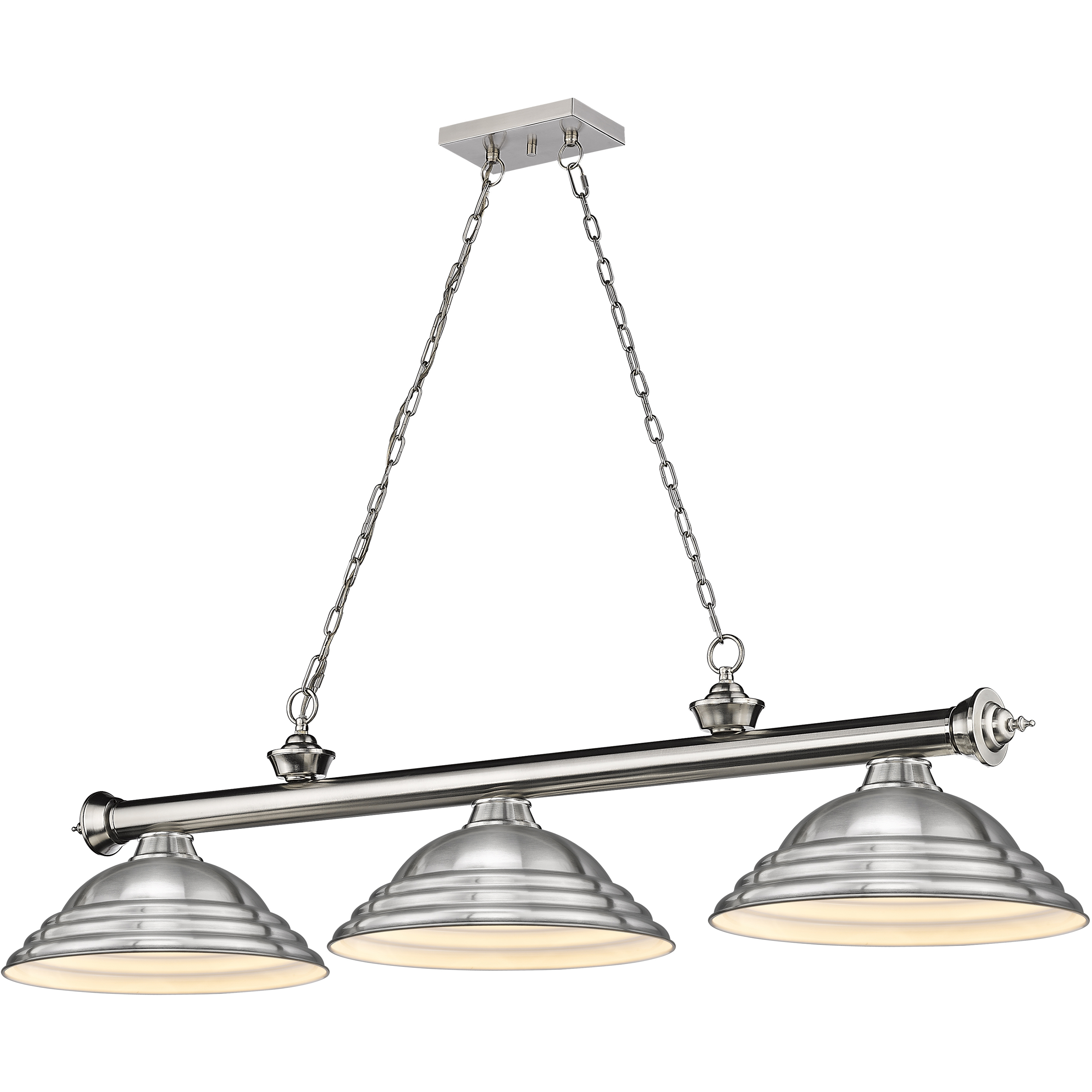 Cordon 3 Light 58 inch Brushed Nickel Billiard Ceiling Light in Brushed Nickel Steel