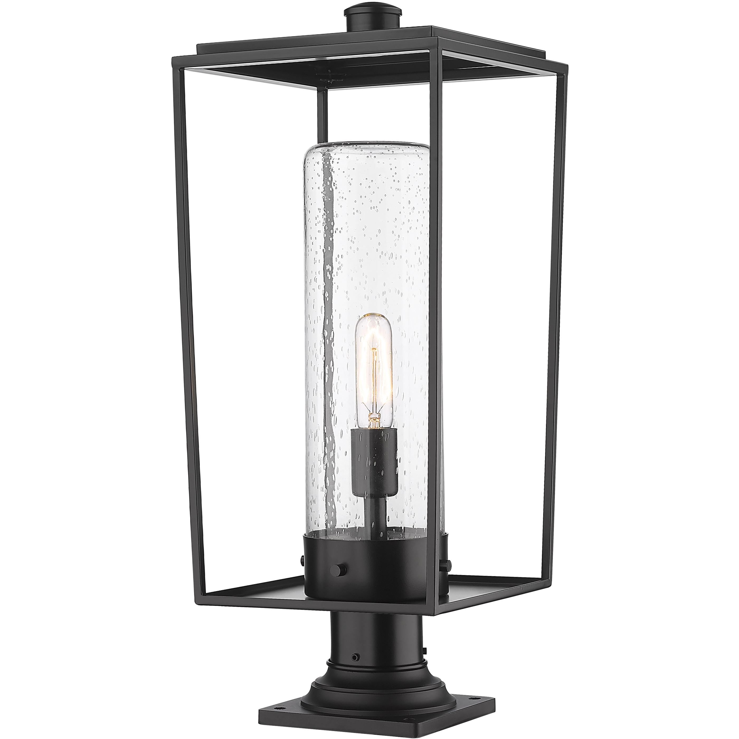 Sheridan 1 Light 24.5 inch Black Outdoor Pier Mounted Fixture in Seedy Glass