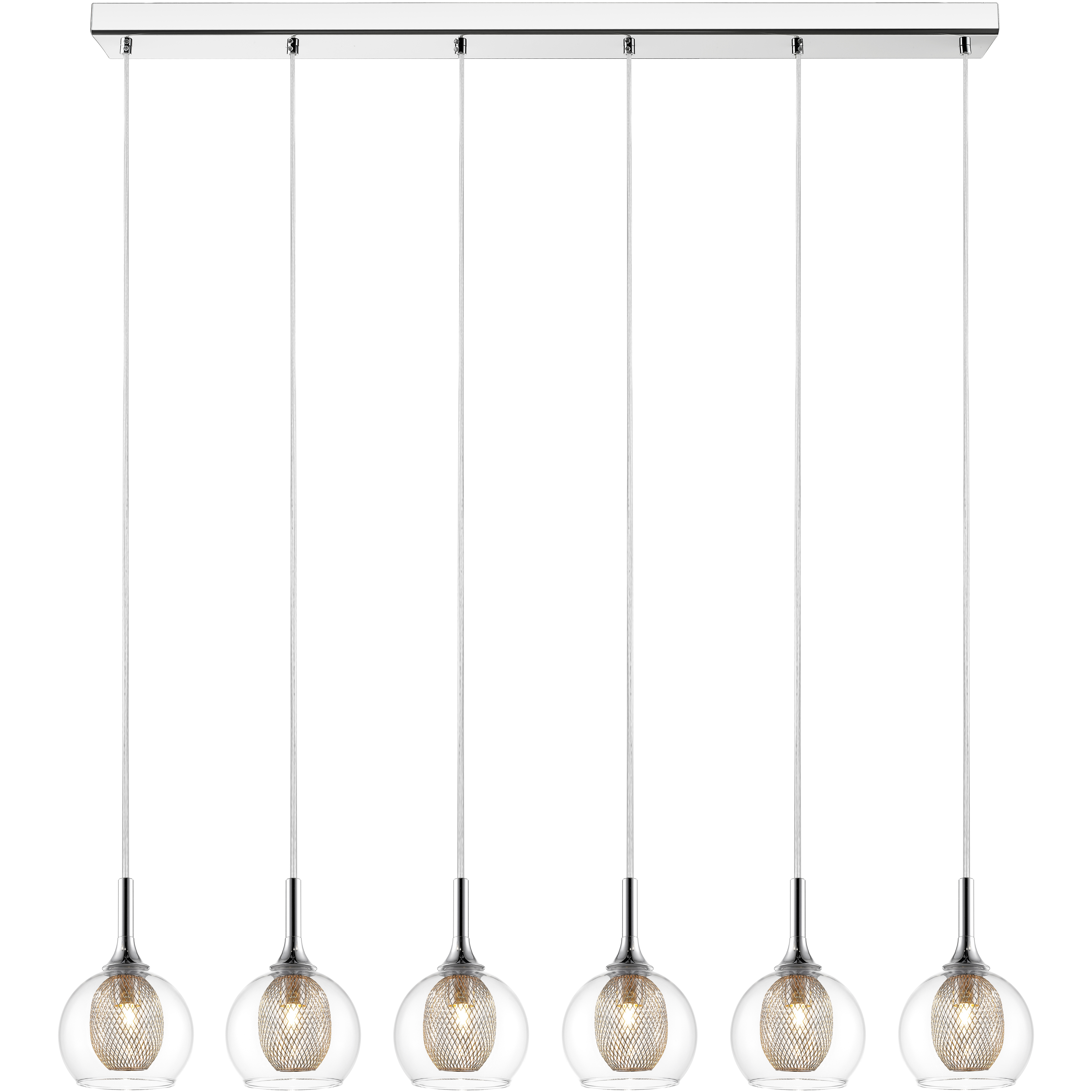 Auge 6 Light 43.7 inch Chrome Linear Chandelier Ceiling Light