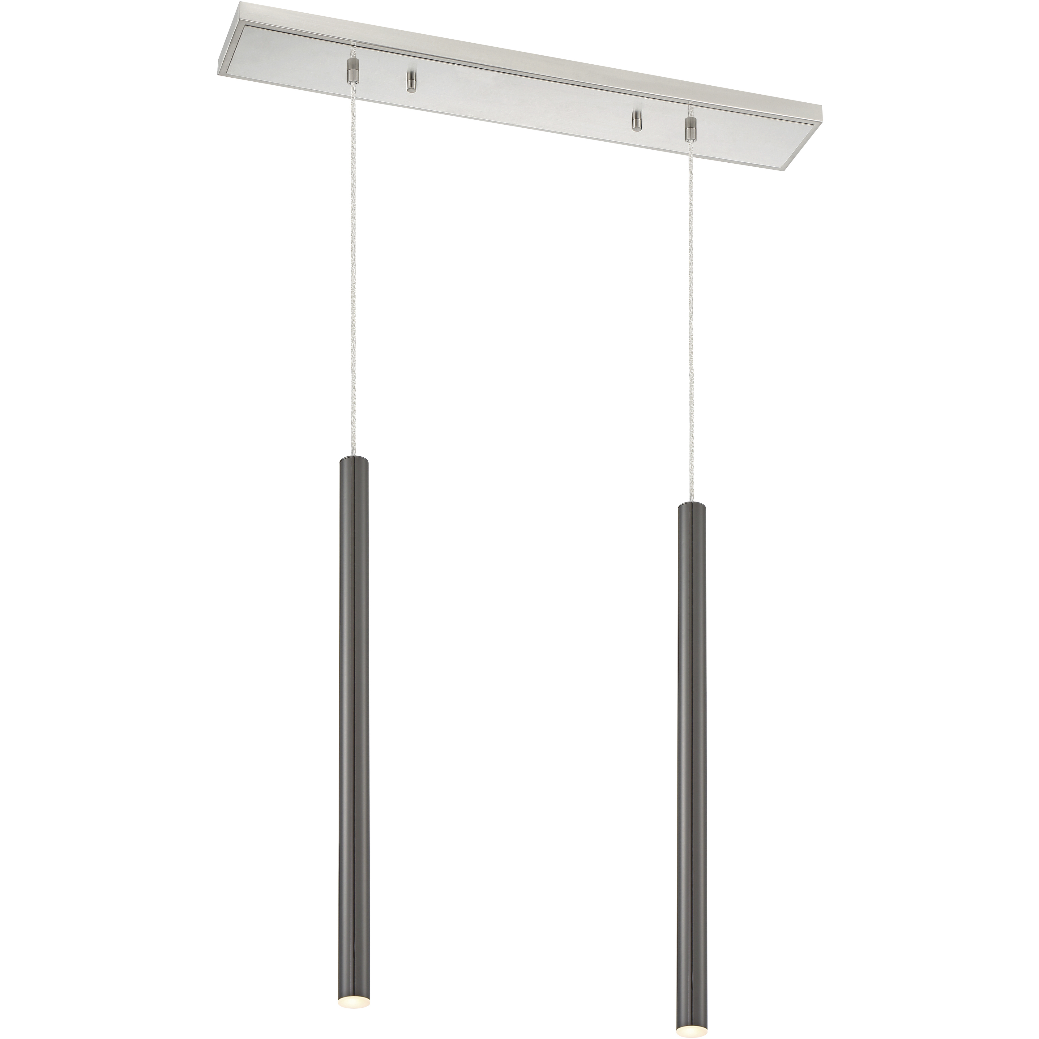 Forest LED 30 inch Brushed Nickel Linear Chandelier Ceiling Light in 2, 13, Pearl Black Steel