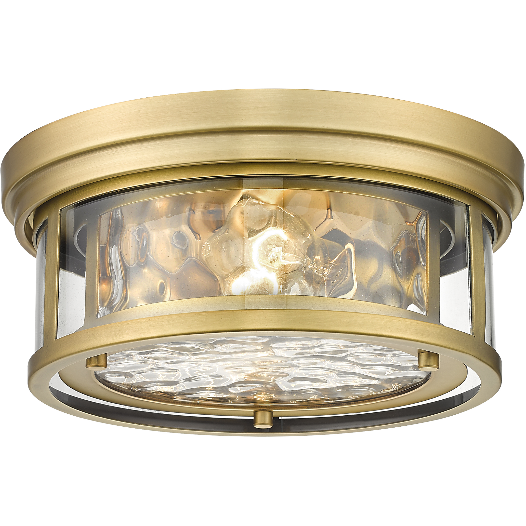 Clarion 2 Light 12 inch Rubbed Brass Flush Mount Ceiling Light in Rubbed Bronze