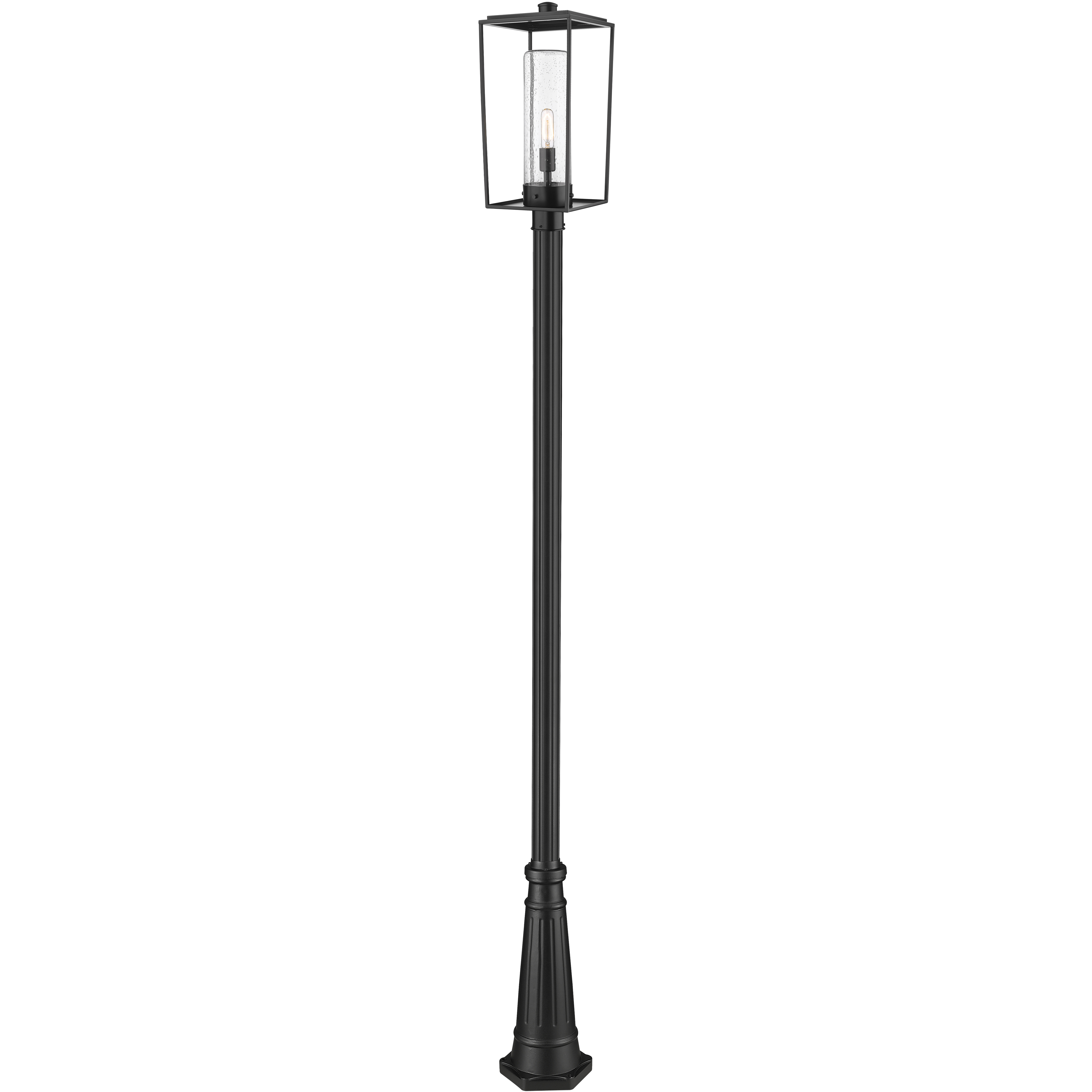 Sheridan 1 Light 116.5 inch Black Outdoor Post Mounted Fixture in Seedy Glass