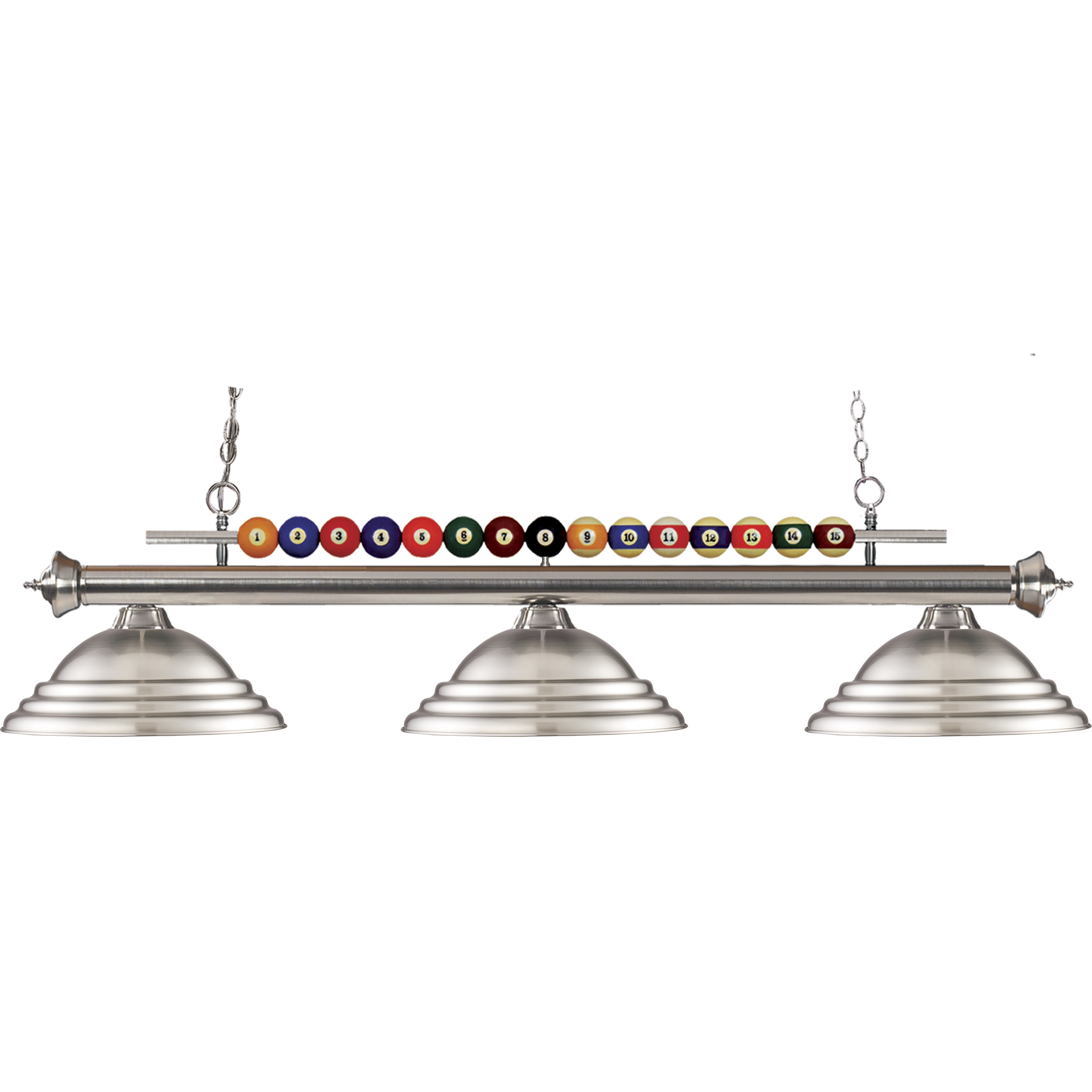 Shark 3 Light 60 inch Brushed Nickel Billiard Ceiling Light in Stepped Brushed Nickel