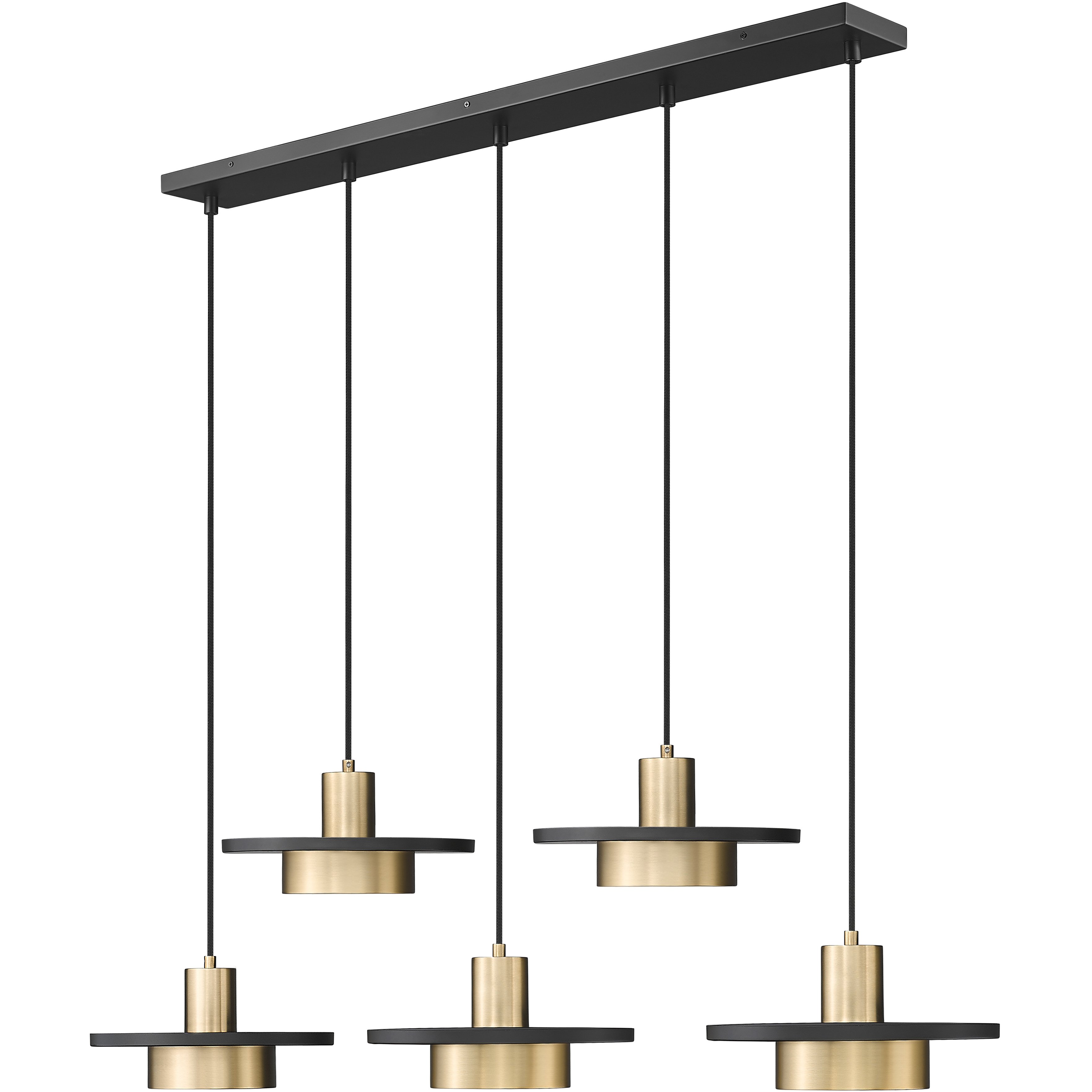 Ludo LED 51.5 inch Matte Black and Modern Gold Linear Chandelier Ceiling Light