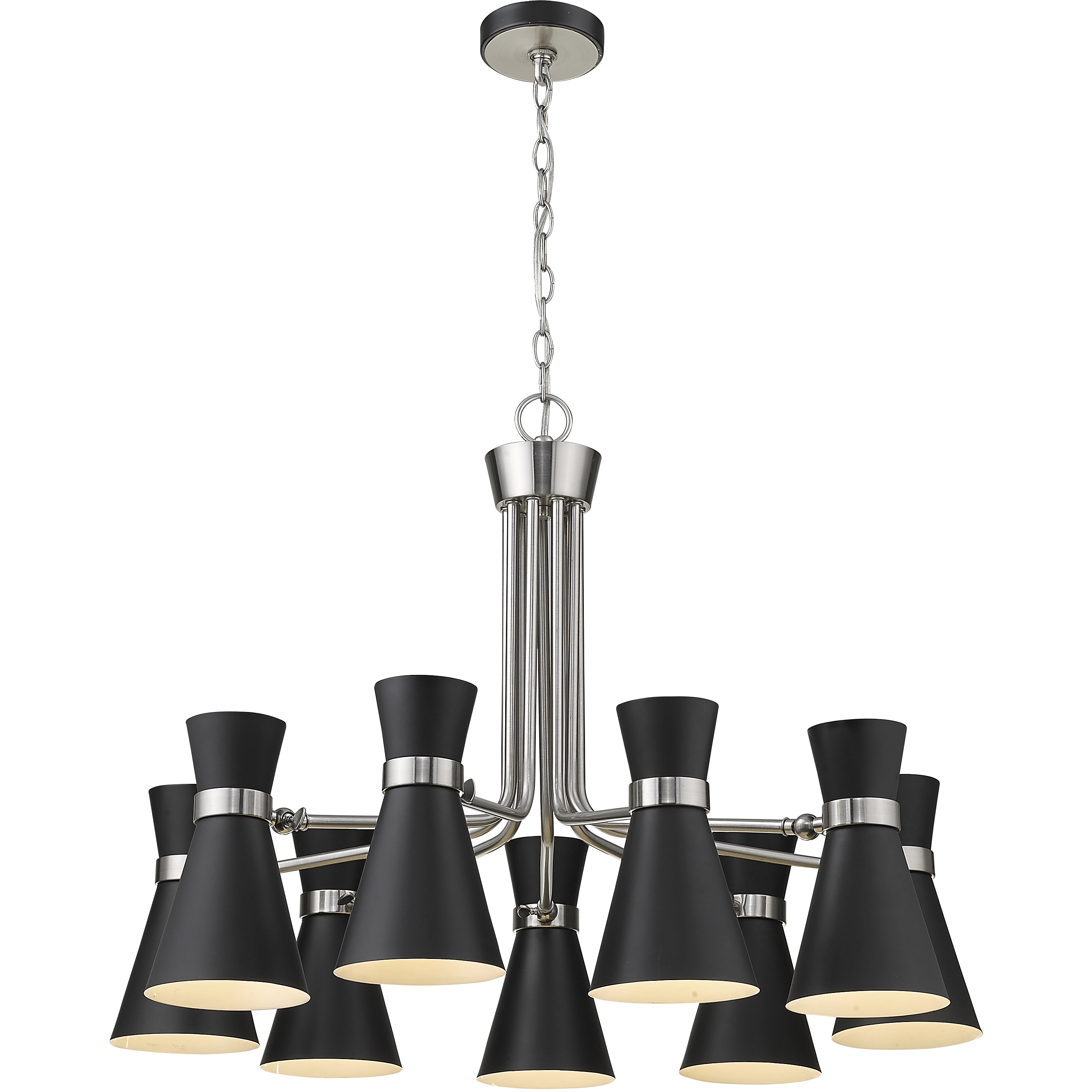 Soriano 9 Light 32 inch Matte Black and Brushed Nickel Chandelier Ceiling Light