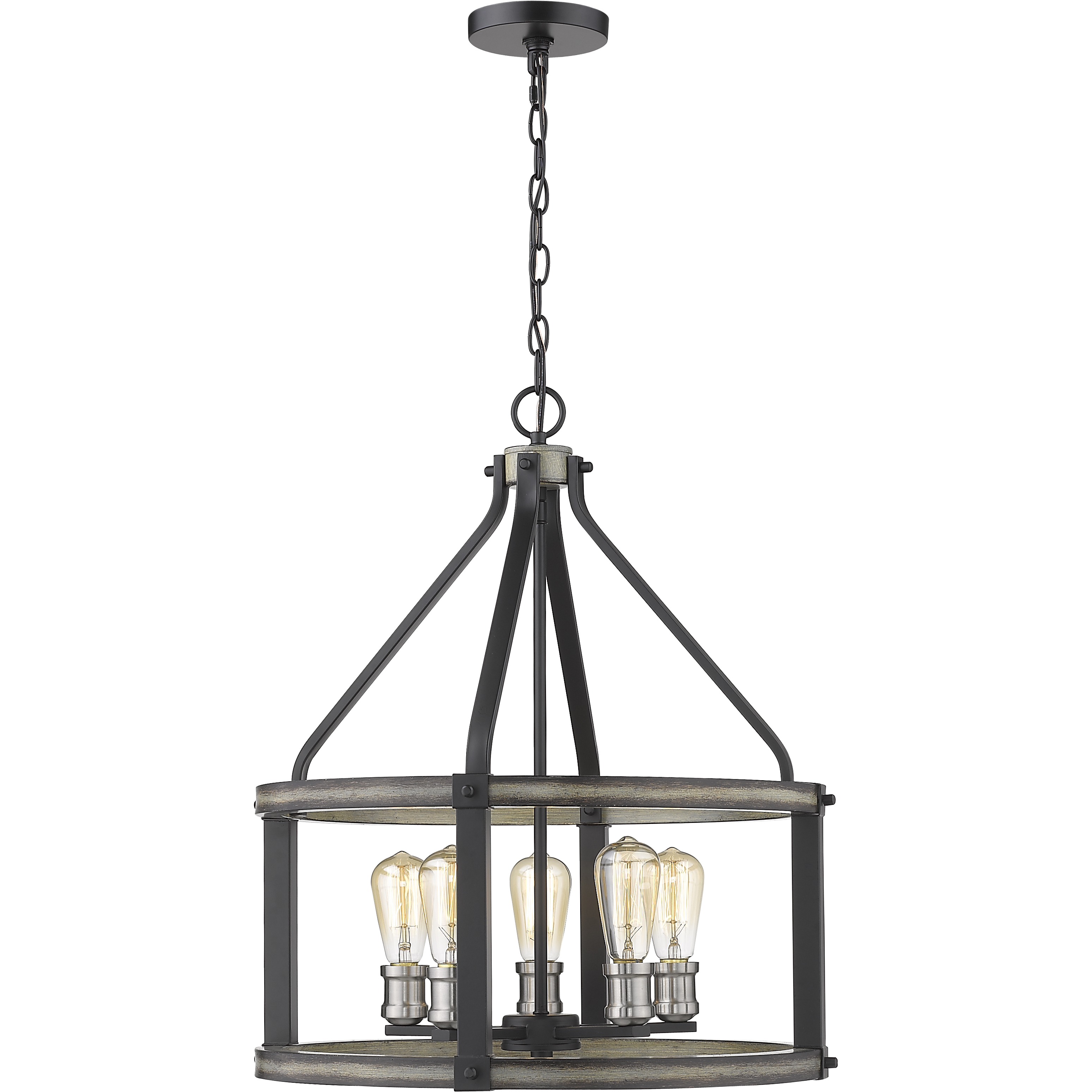 Kirkland 5 Light 20 inch Ashen Barnboard Chandelier Ceiling Light