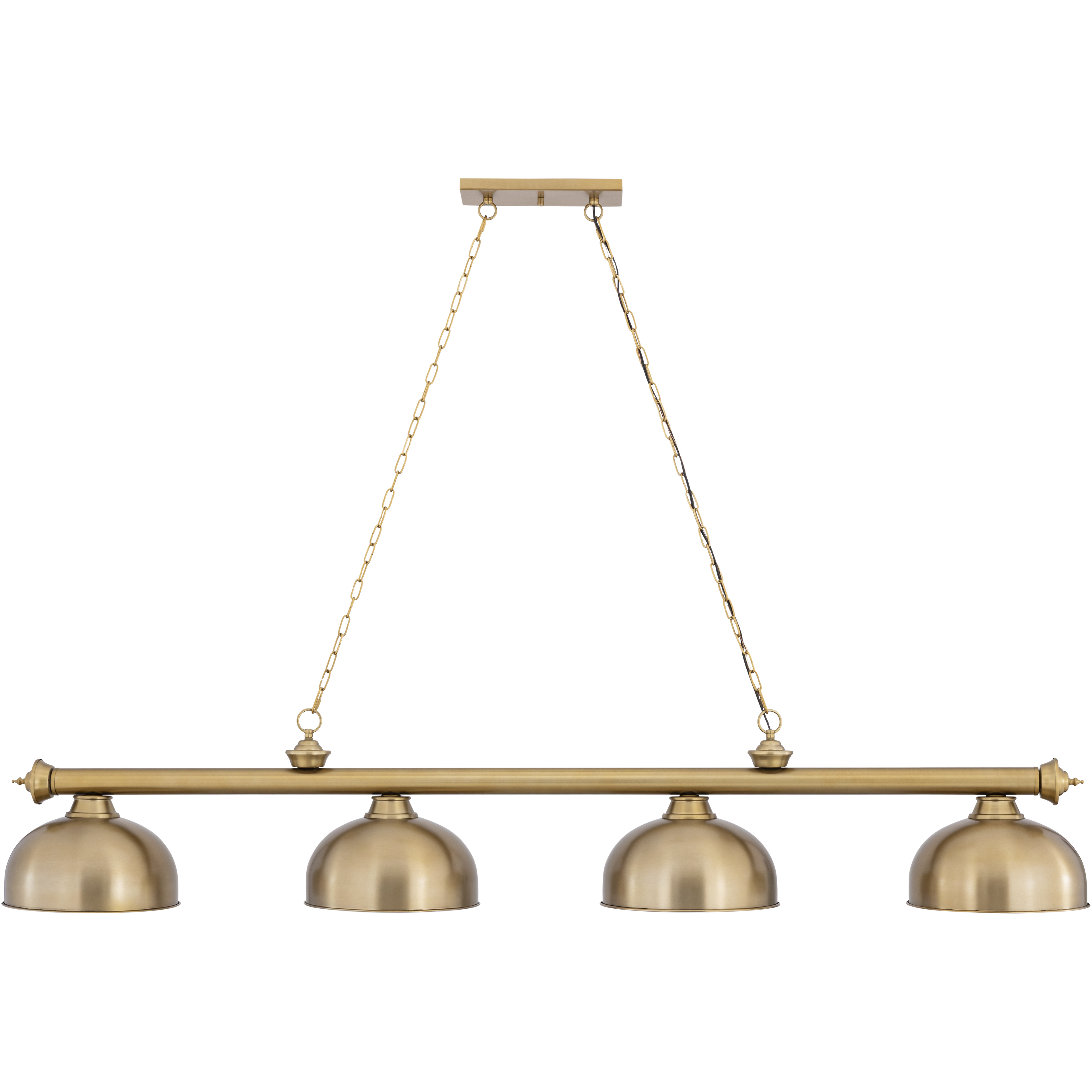 Cordon 4 Light 81.25 inch Heritage Brass Billiard Ceiling Light in Heritage Brass Metal and Glass