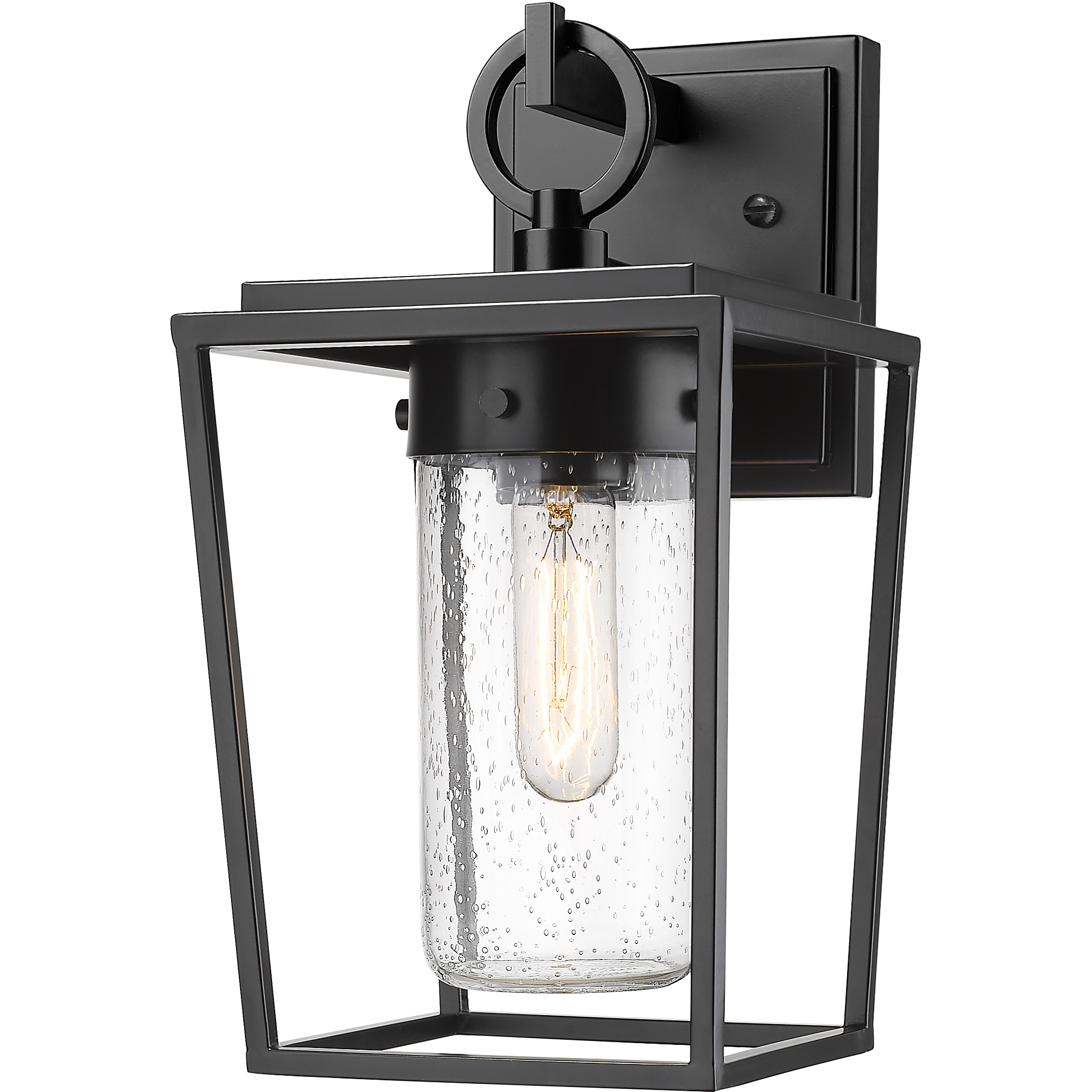 Sheridan 1 Light 13 inch Black Outdoor Wall Light in Seedy Glass