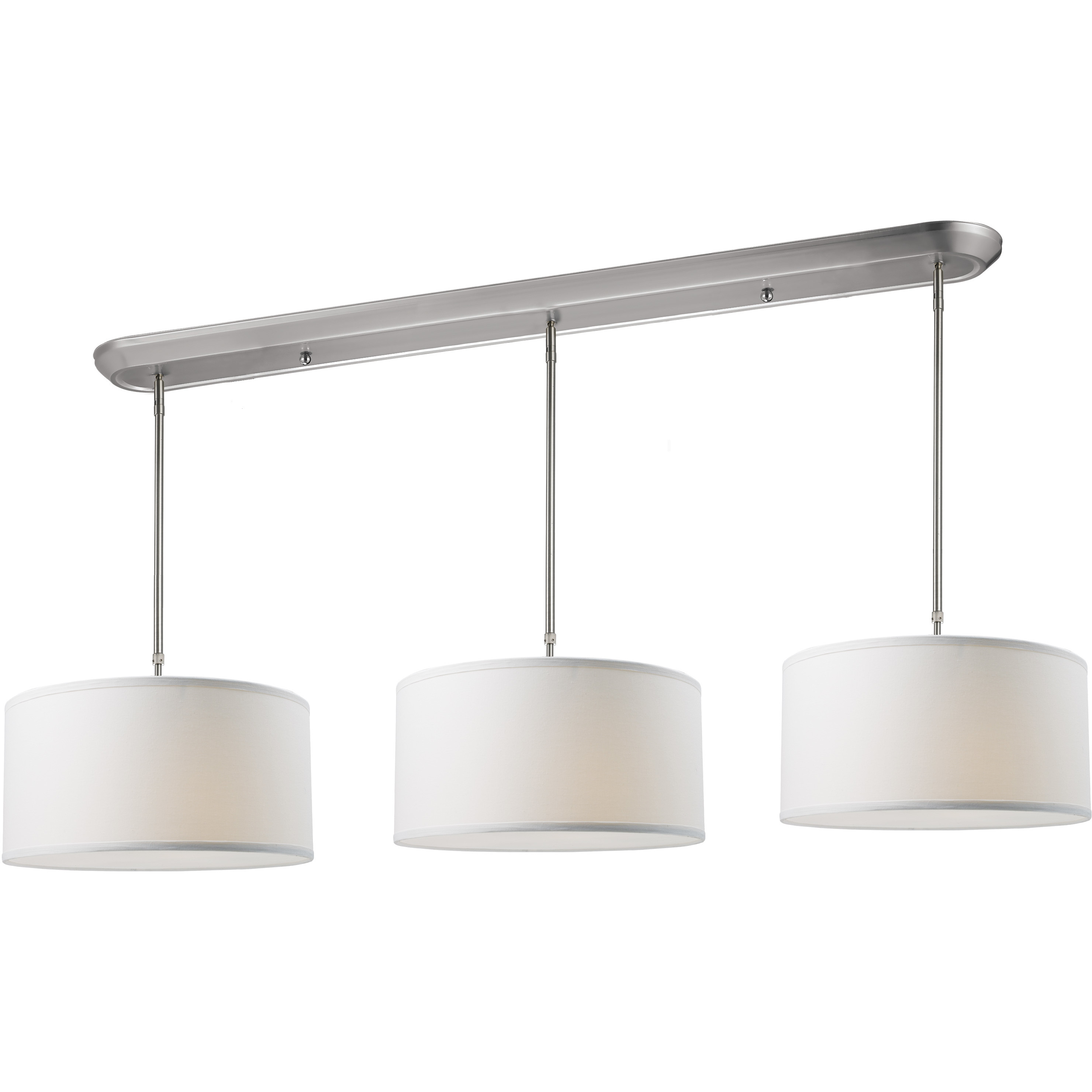 Albion 9 Light 60 inch Brushed Nickel Linear Chandelier Ceiling Light in White Linen Fabric